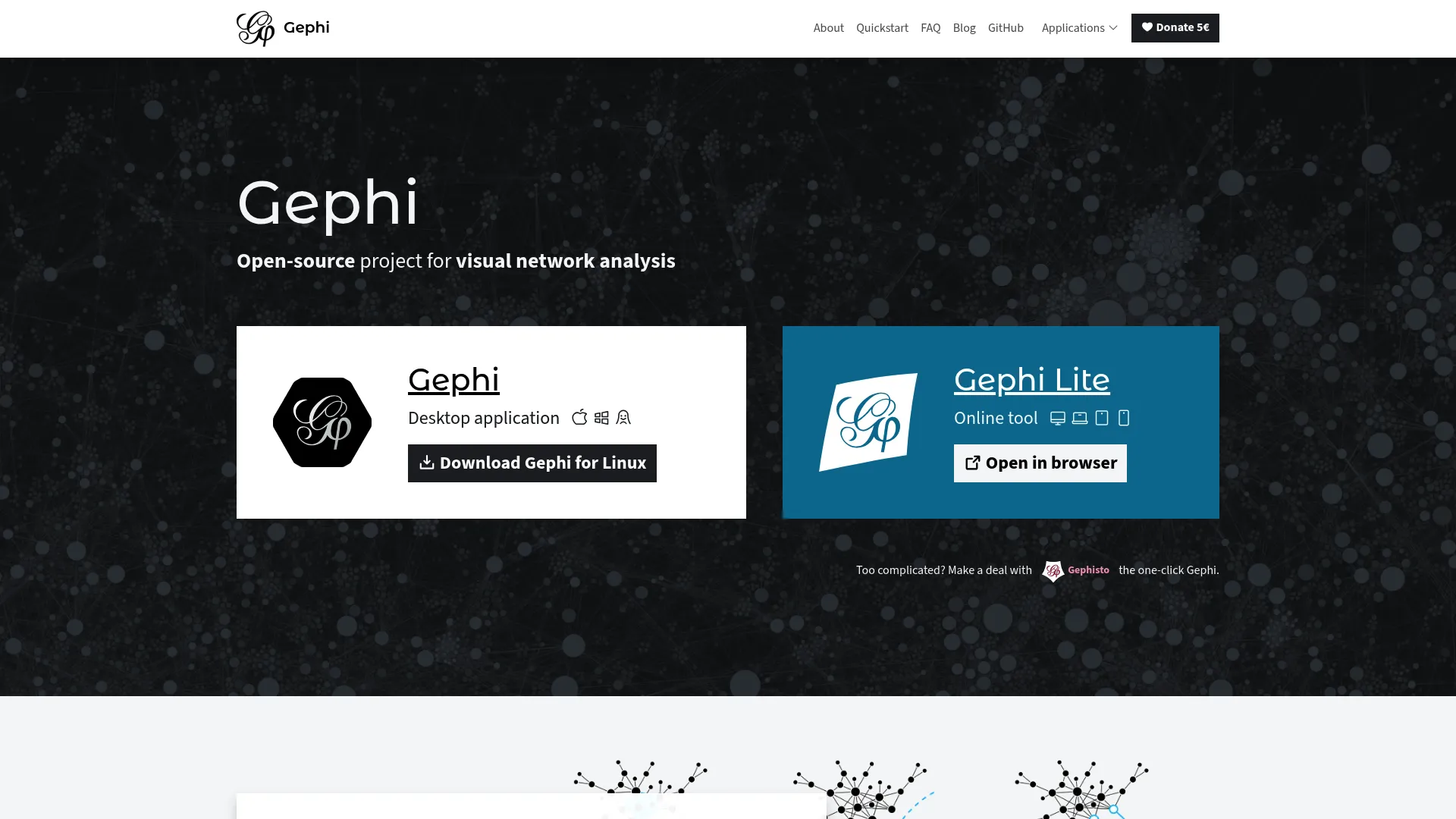 Gephi network visualization interface