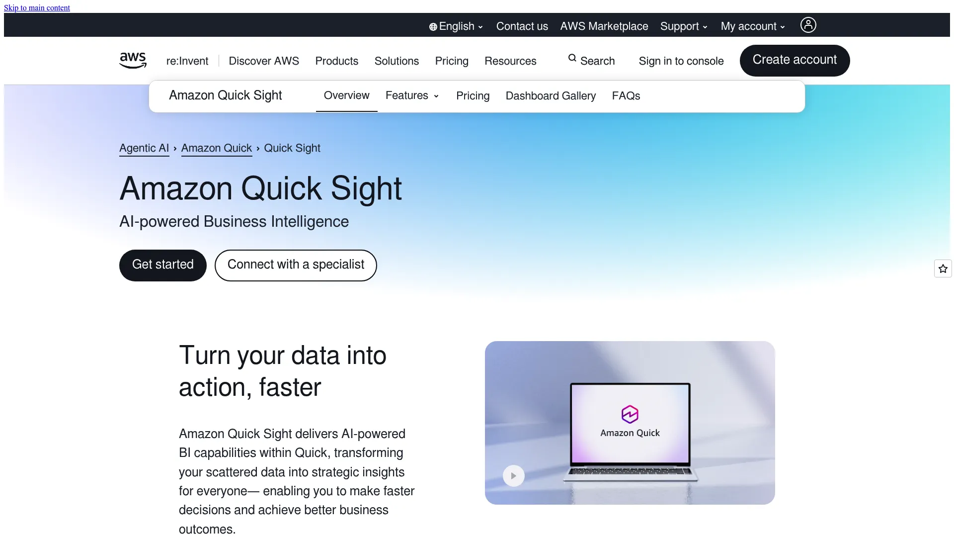 Amazon QuickSight embedded analytics