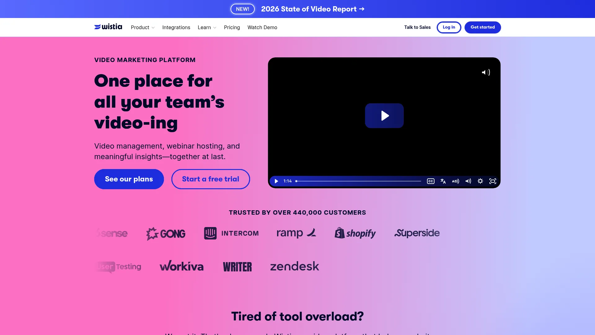 Wistia homepage screenshot