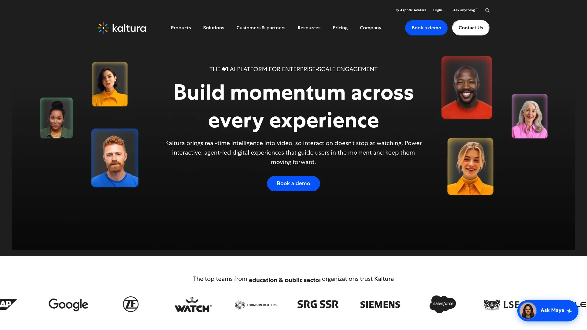 Kaltura homepage screenshot