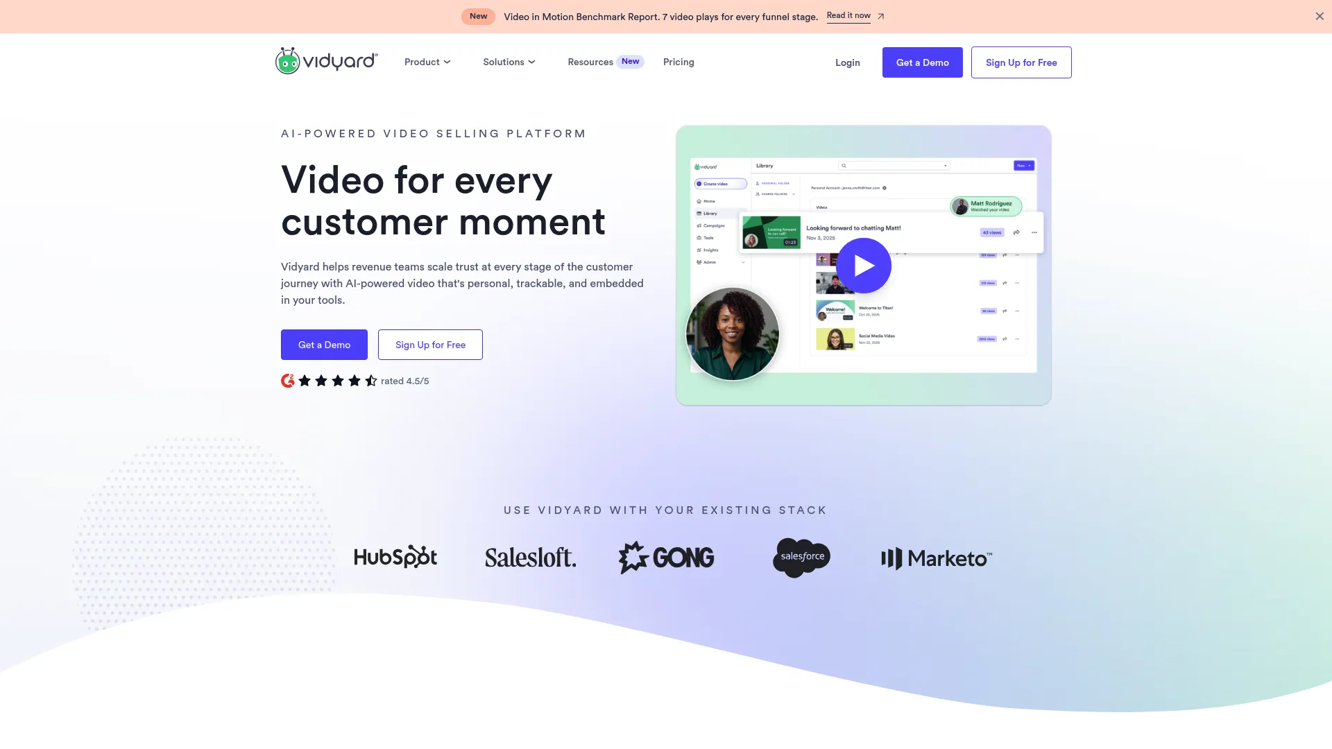 Vidyard homepage screenshot