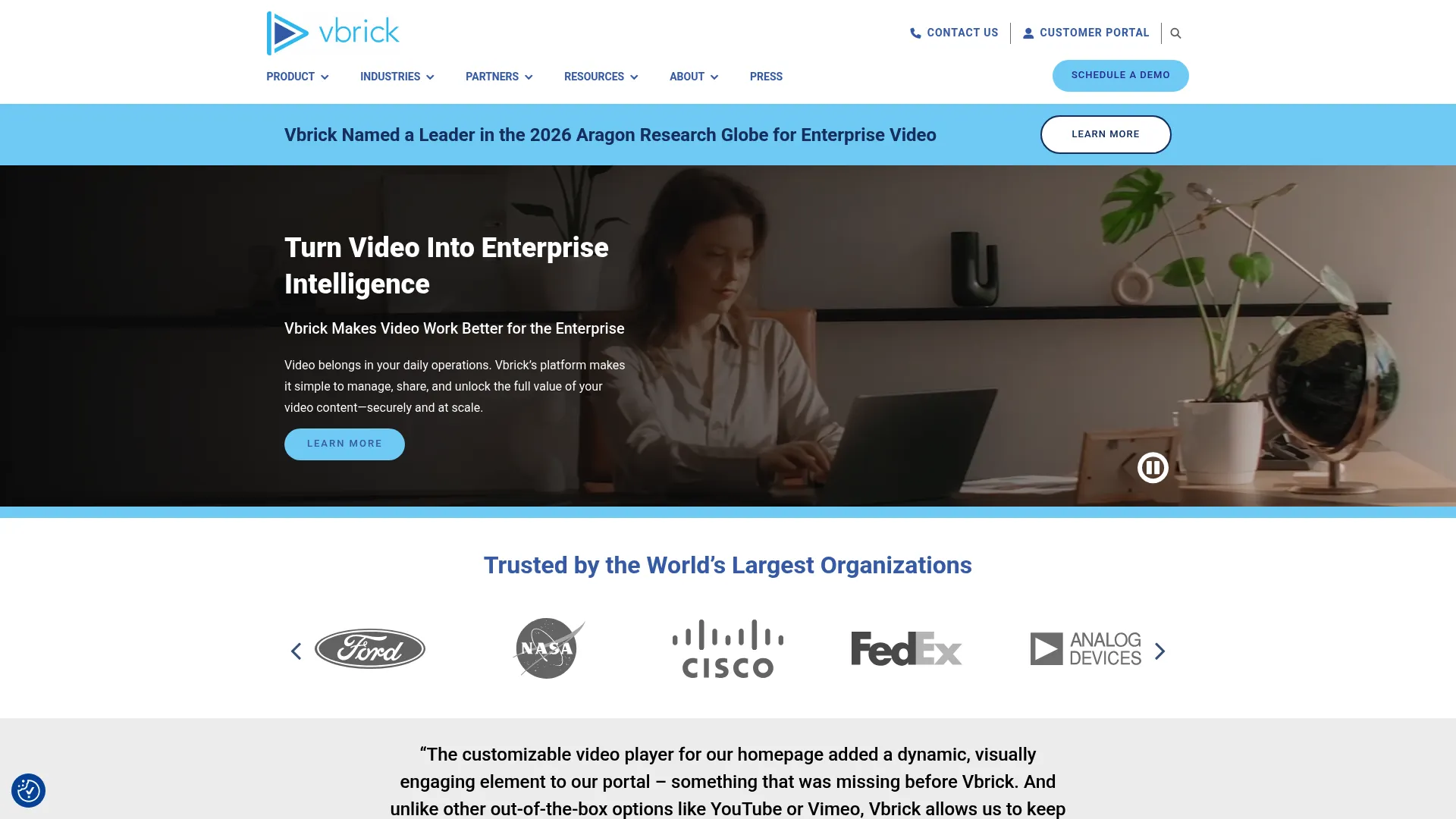 VBrick homepage screenshot