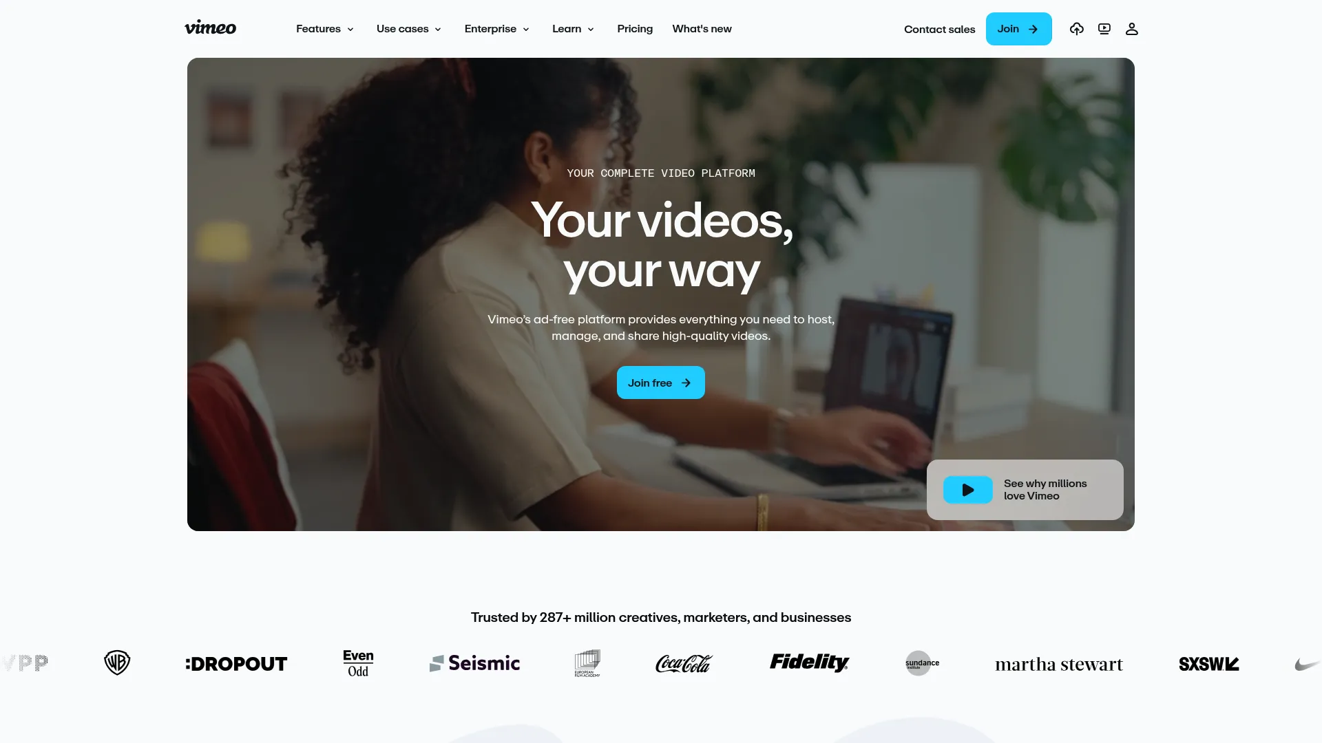 Vimeo homepage screenshot