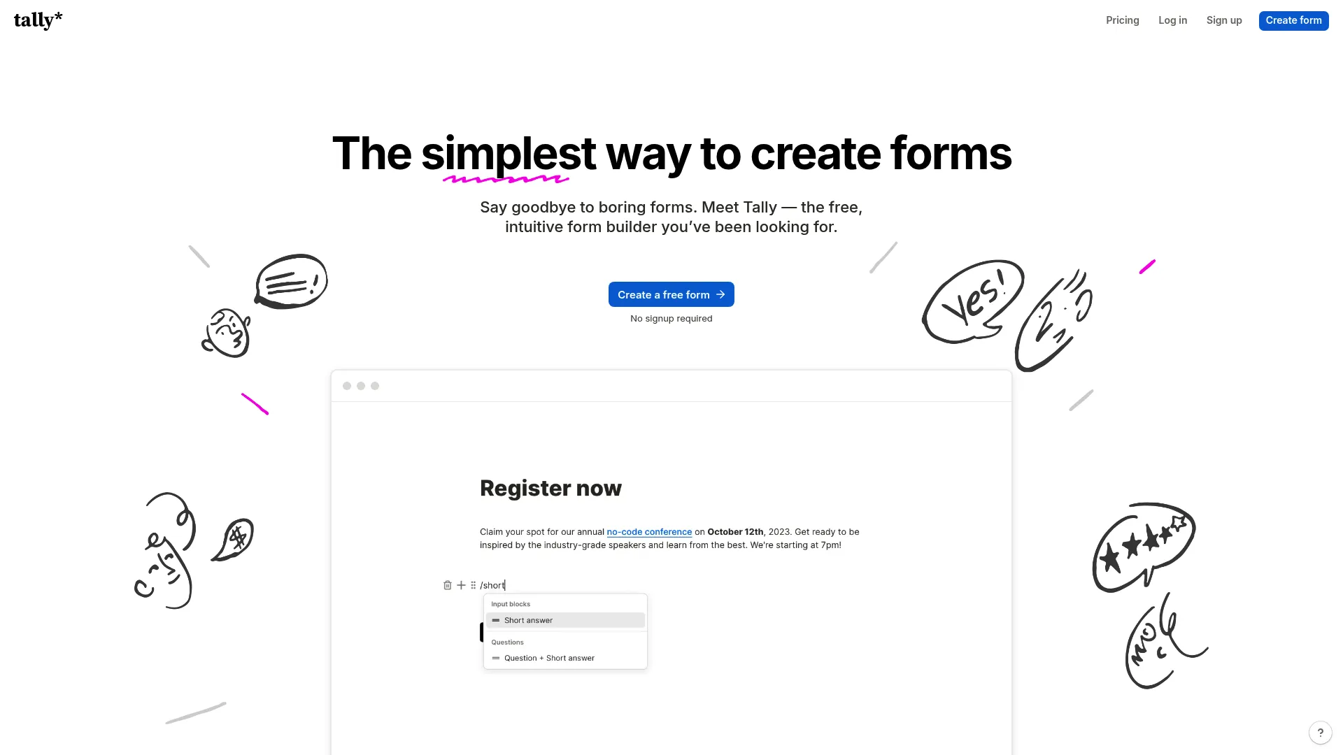 Tally online form builder