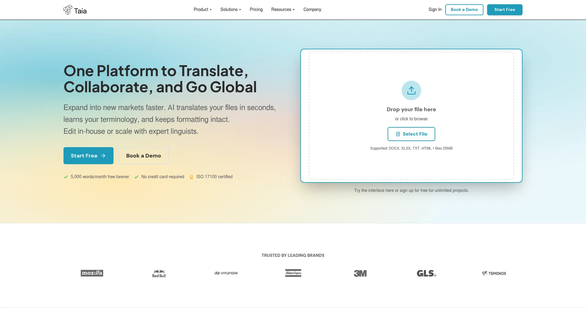 Taia website translation software