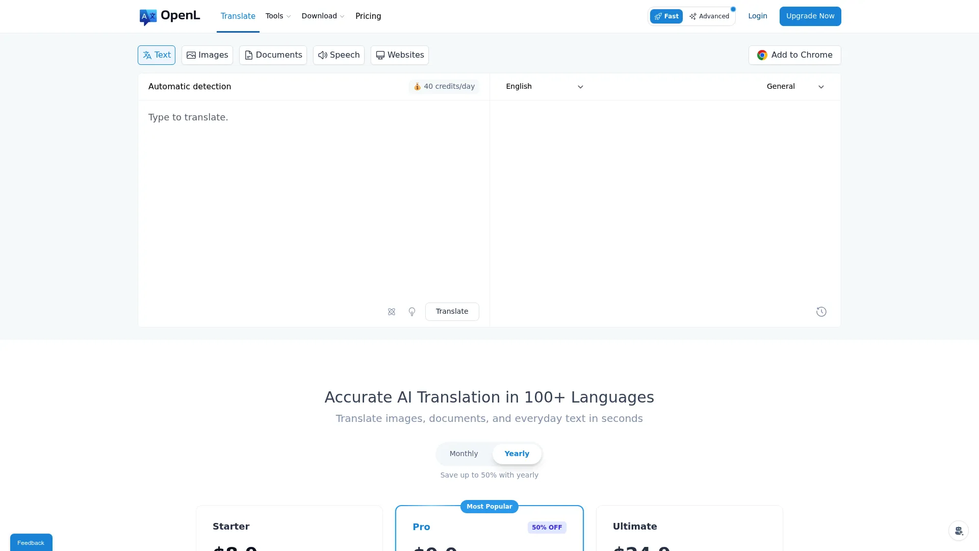 OpenL AI translation tool