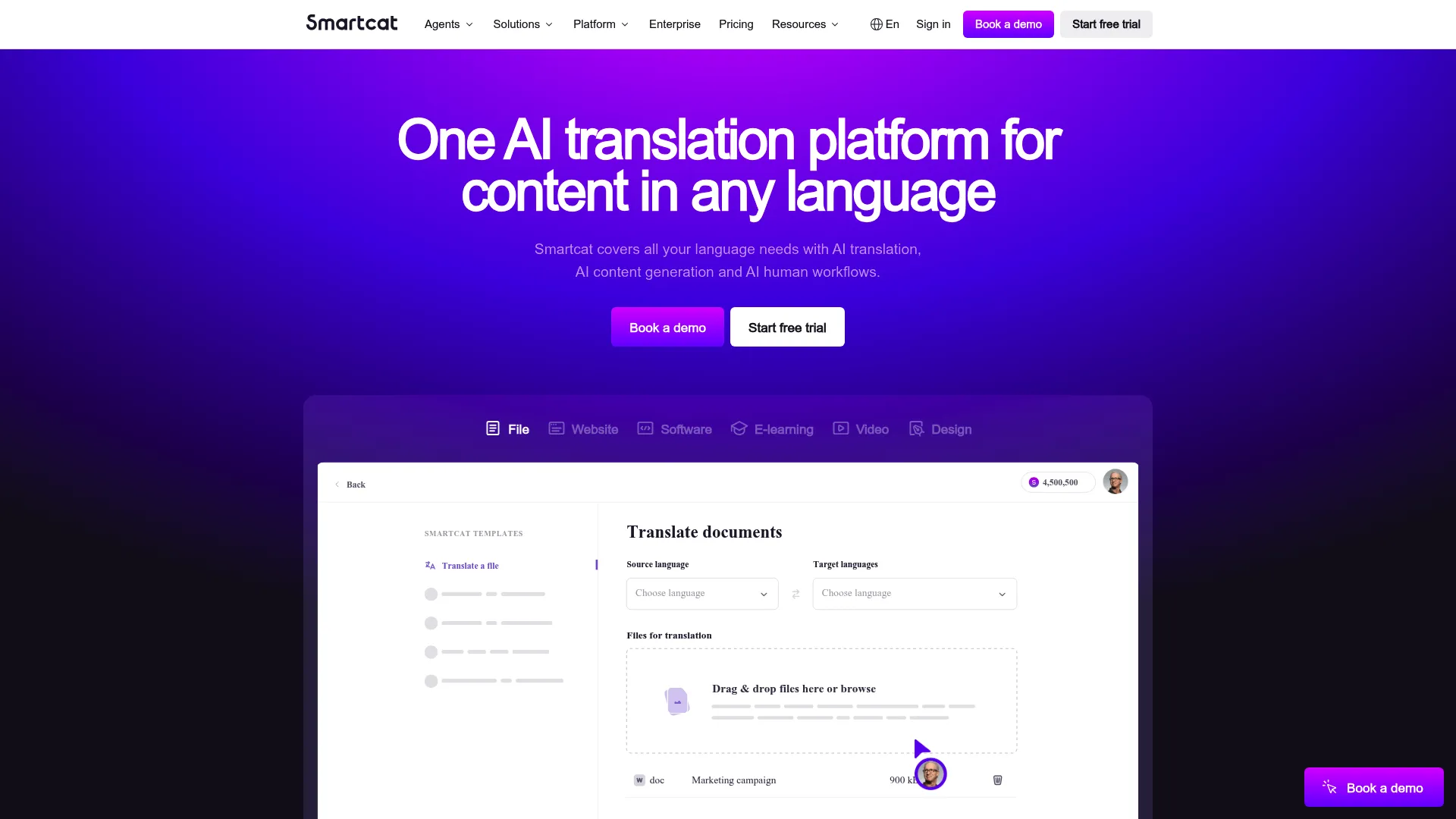Smartcat AI translation and localization platform