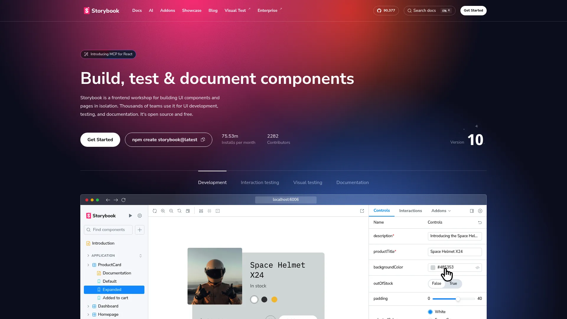 Storybook component development environment