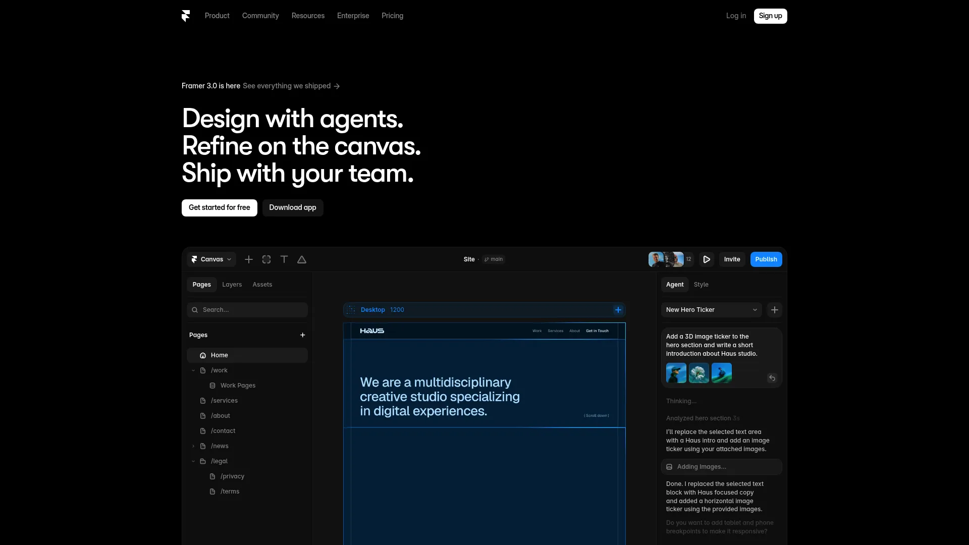 Framer design and website builder