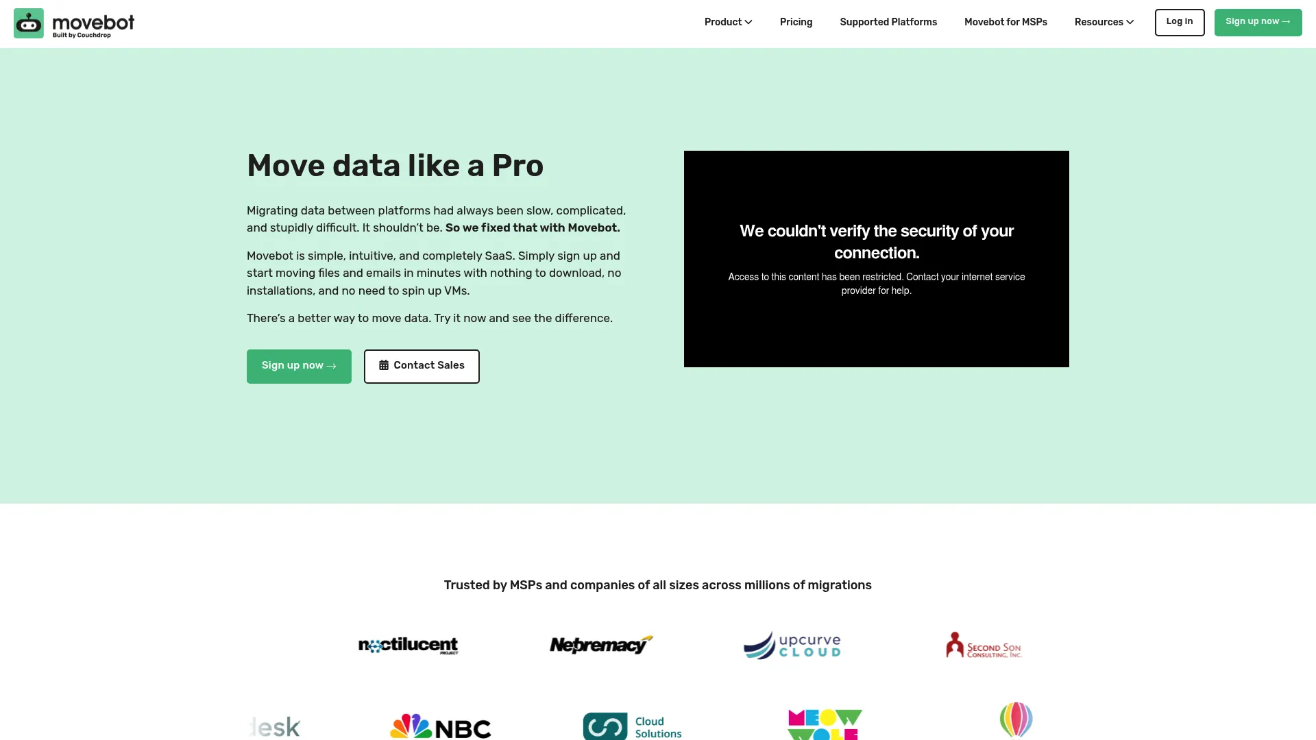 Movebot file and mailbox migration platform interface