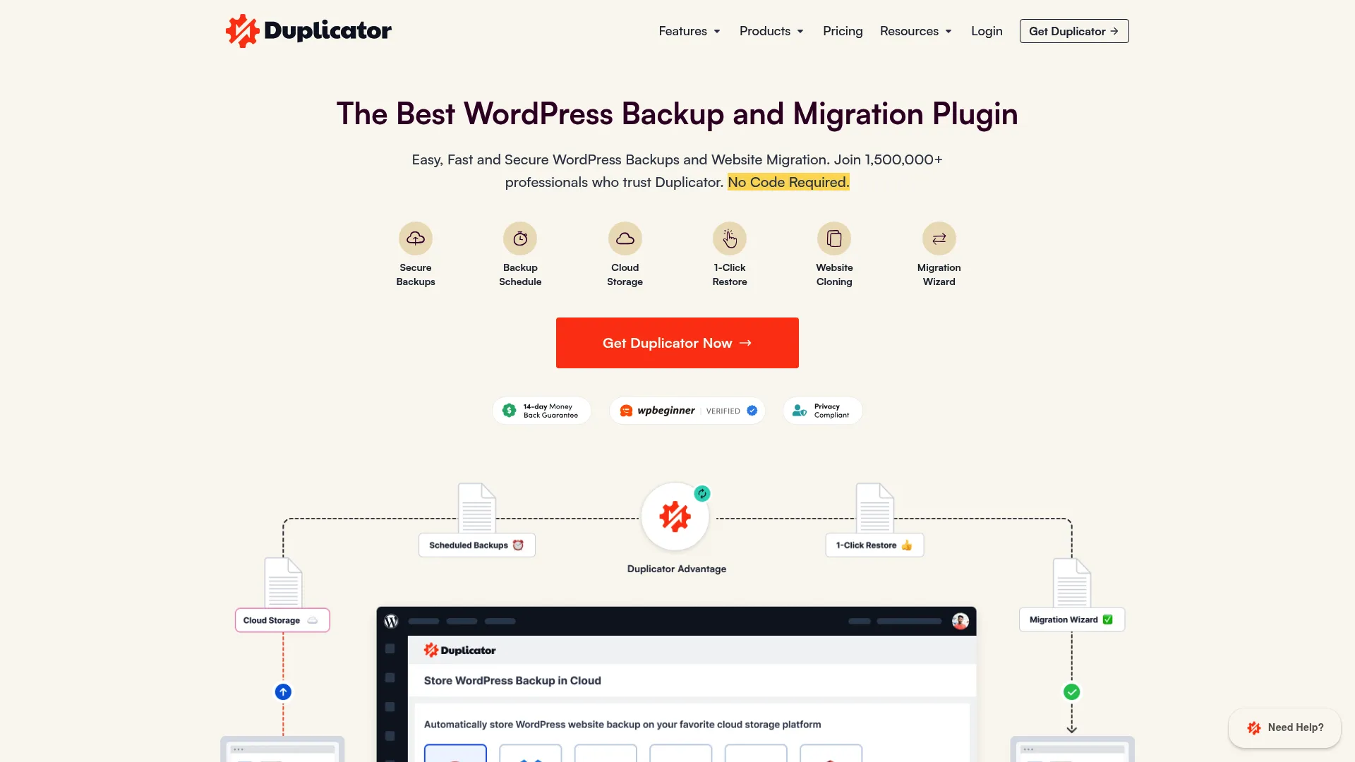 Duplicator Pro WordPress backup and migration interface