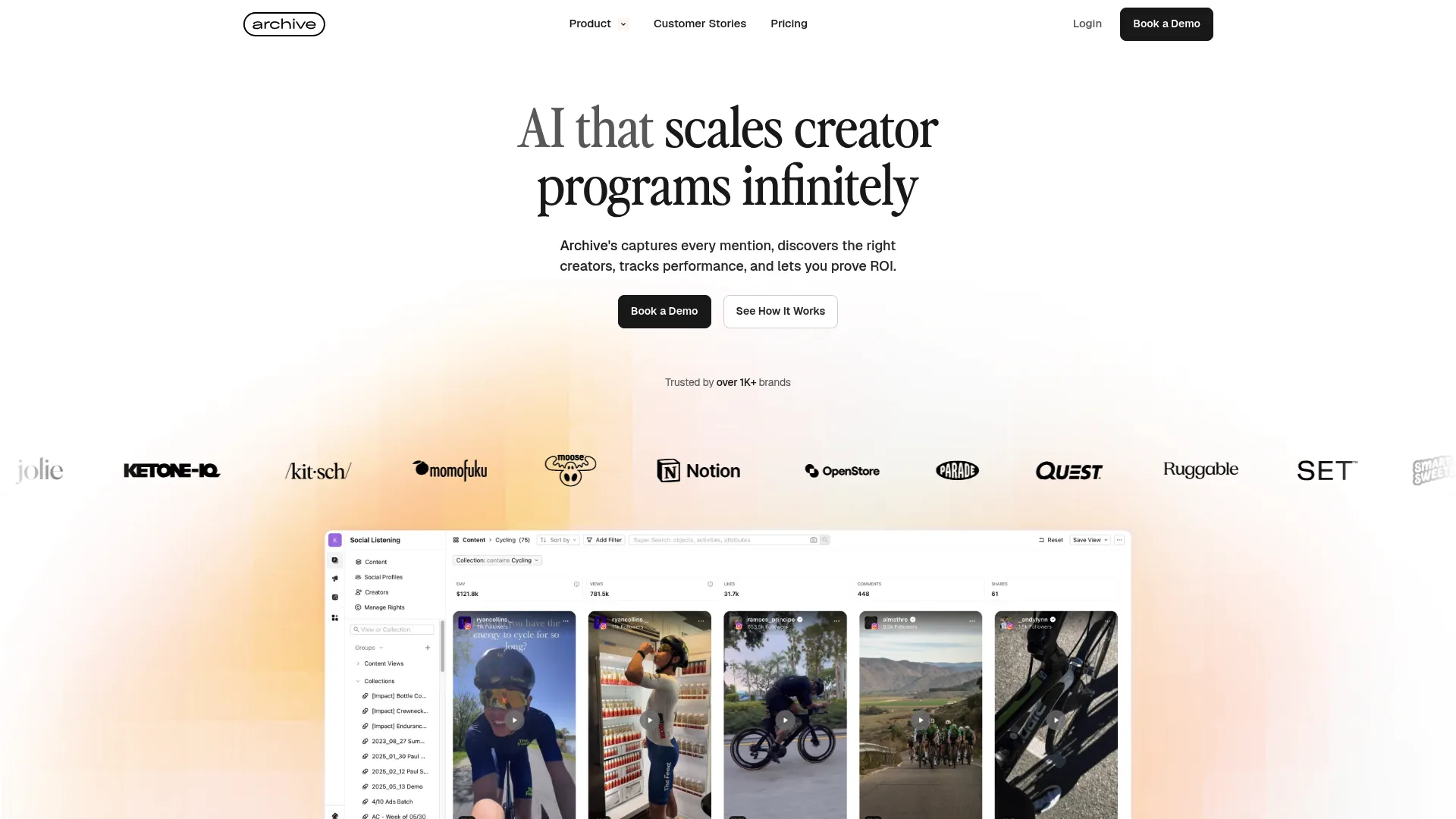 Archive creator marketing and UGC capture platform homepage