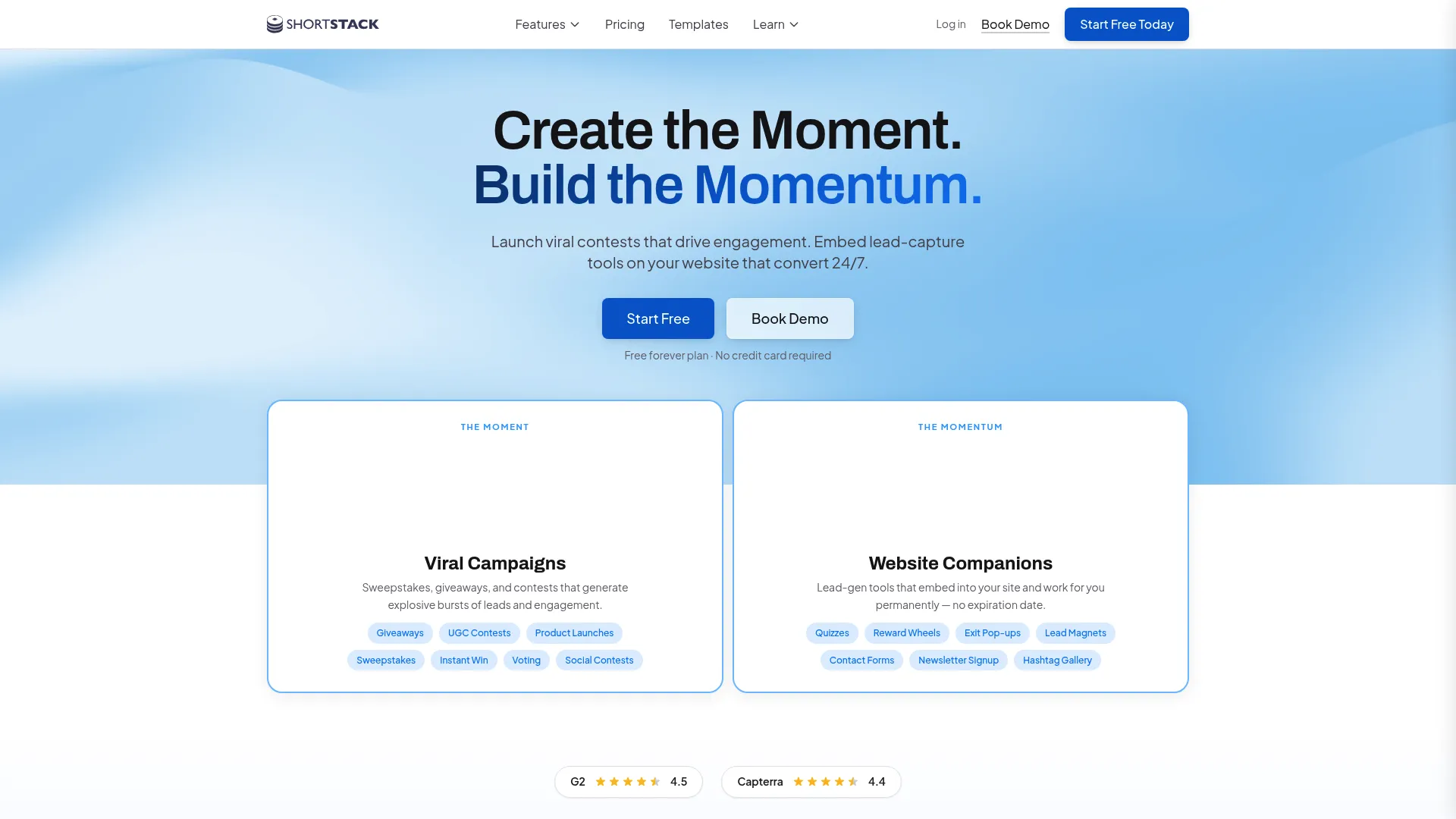 ShortStack campaign and contest platform homepage