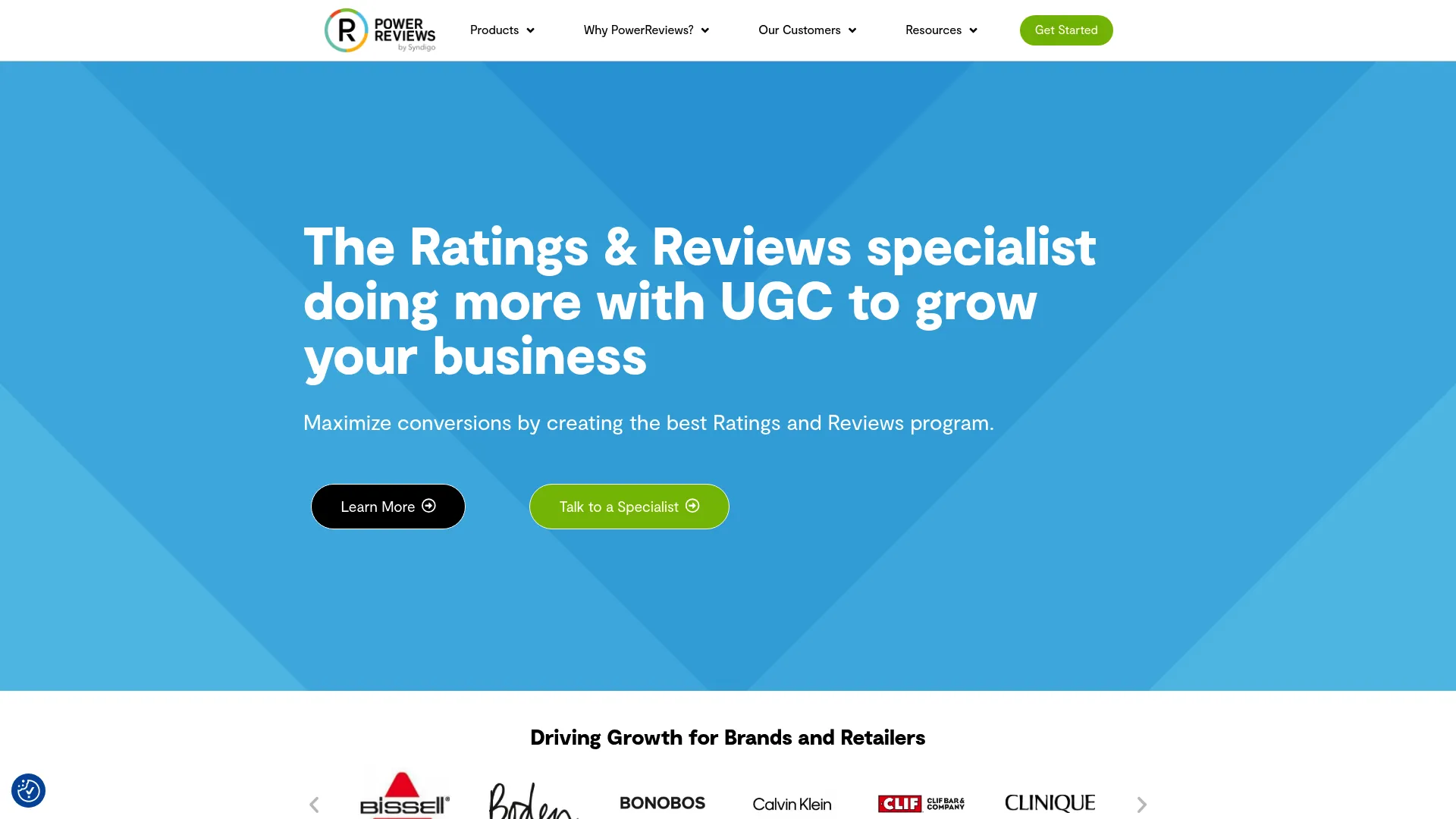 PowerReviews ratings and UGC platform homepage