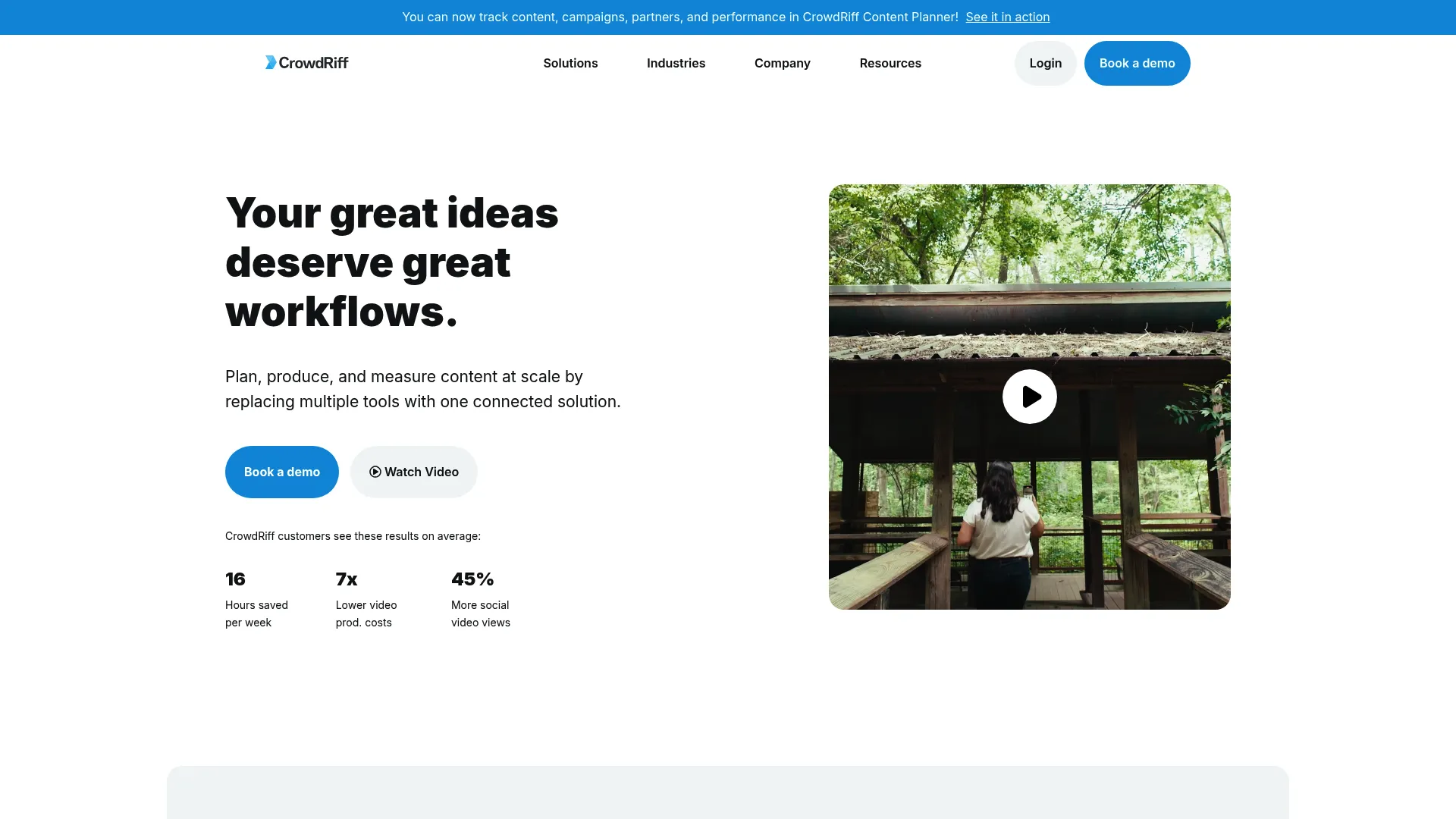 CrowdRiff visual marketing and UGC platform homepage