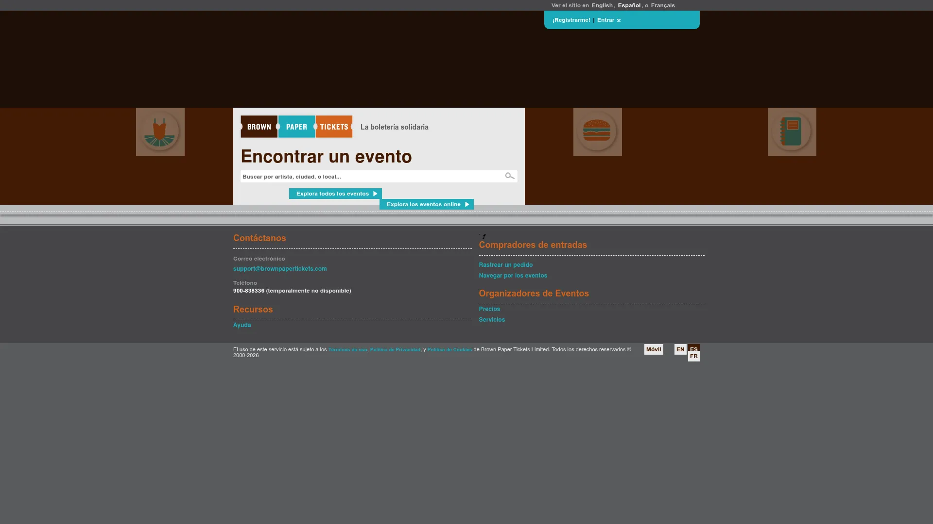 Brown Paper Tickets event ticketing interface
