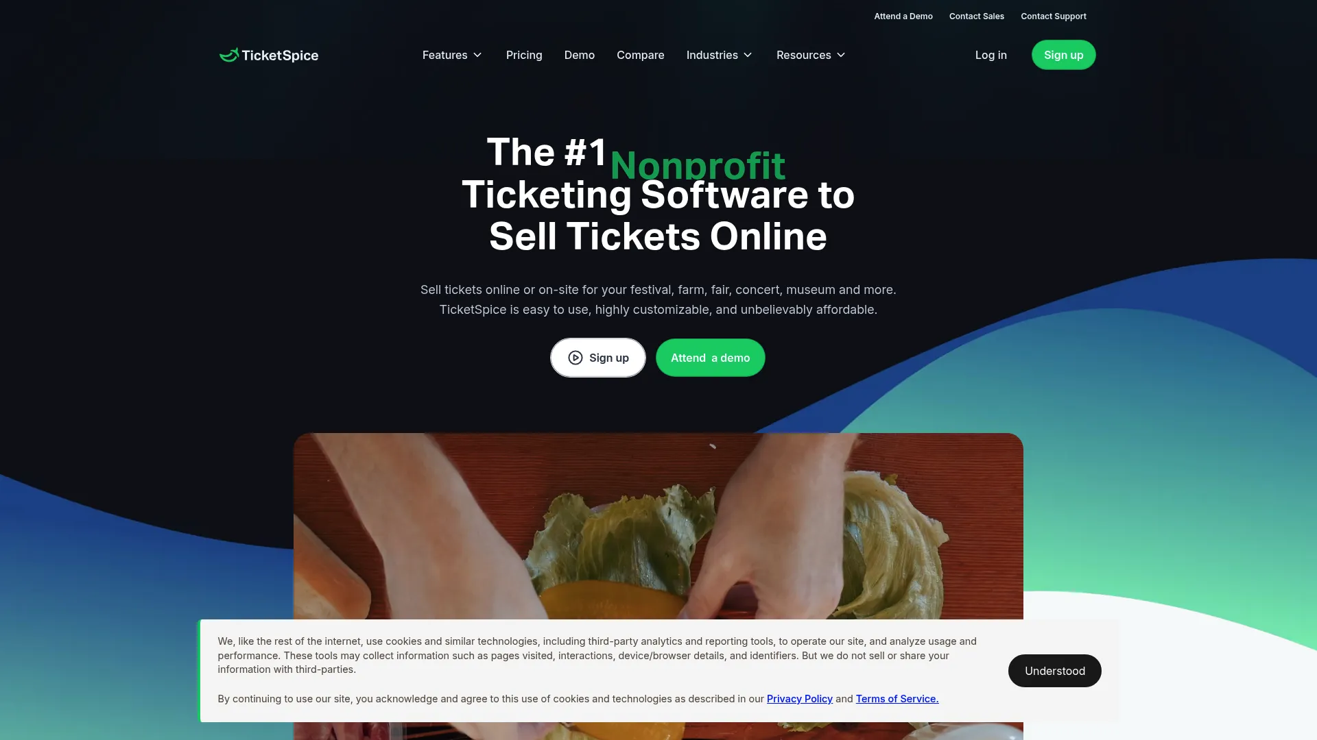 TicketSpice ticketing page builder interface