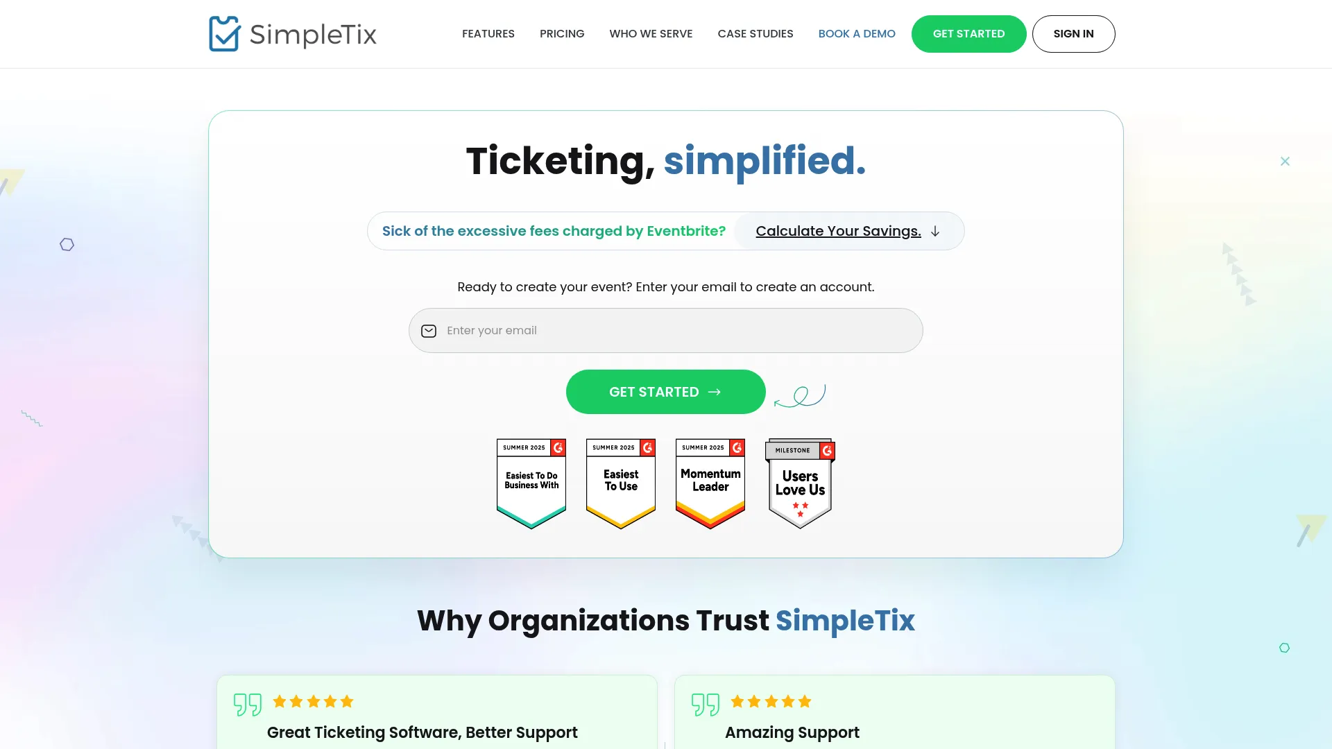 SimpleTix event ticketing platform interface