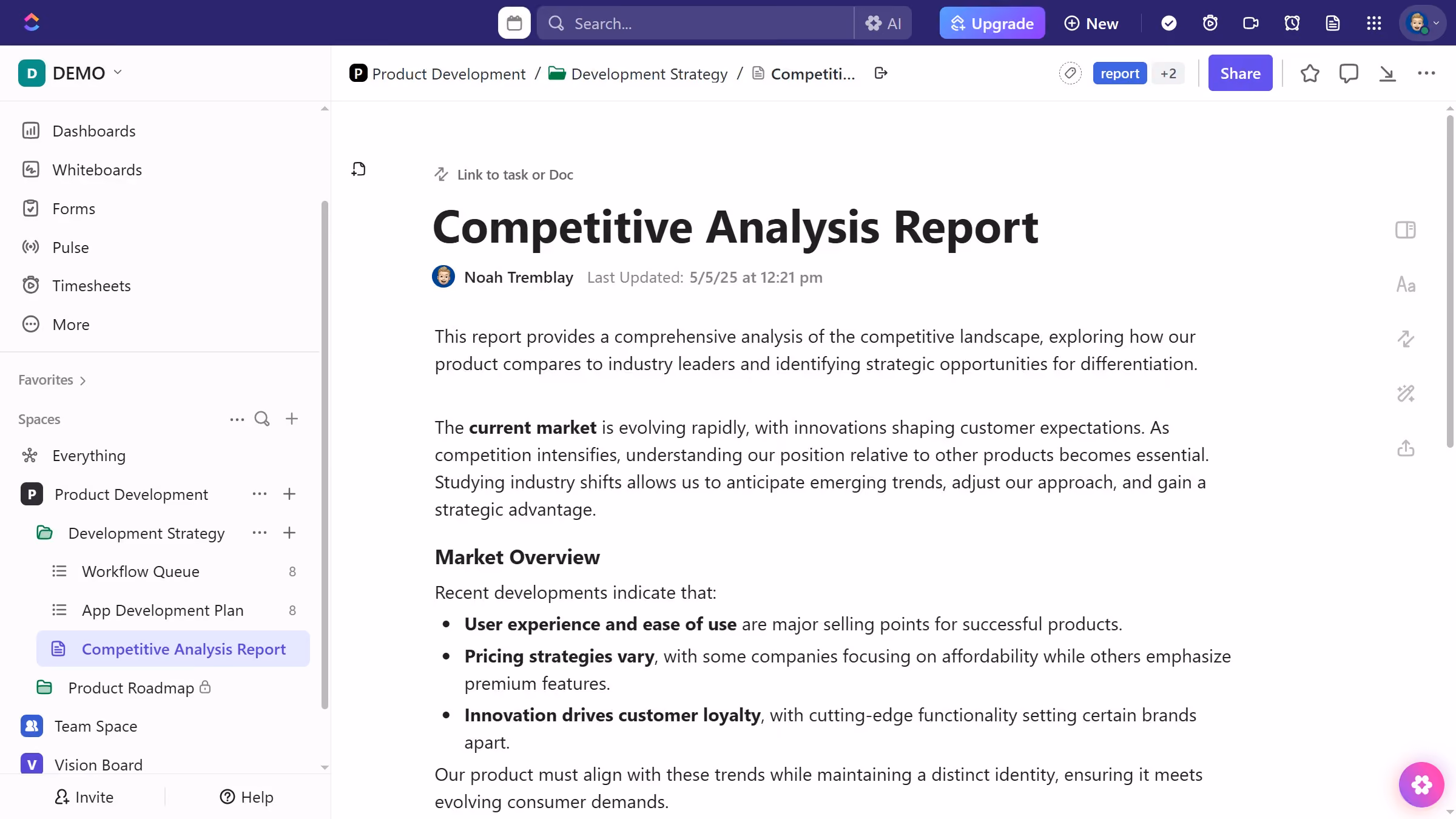 How to create a task from a Doc in ClickUp