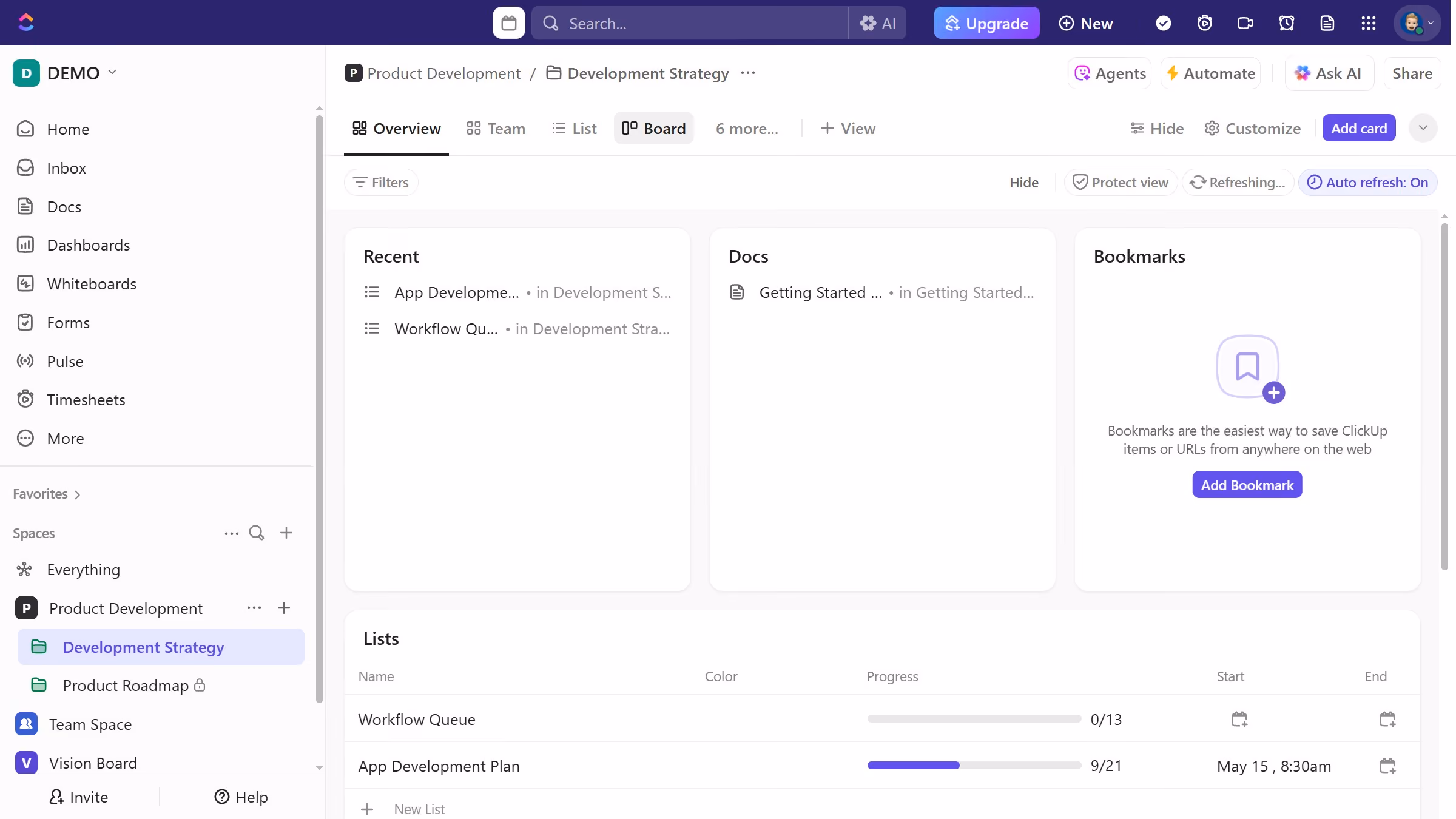 How to create a task from Board view in ClickUp