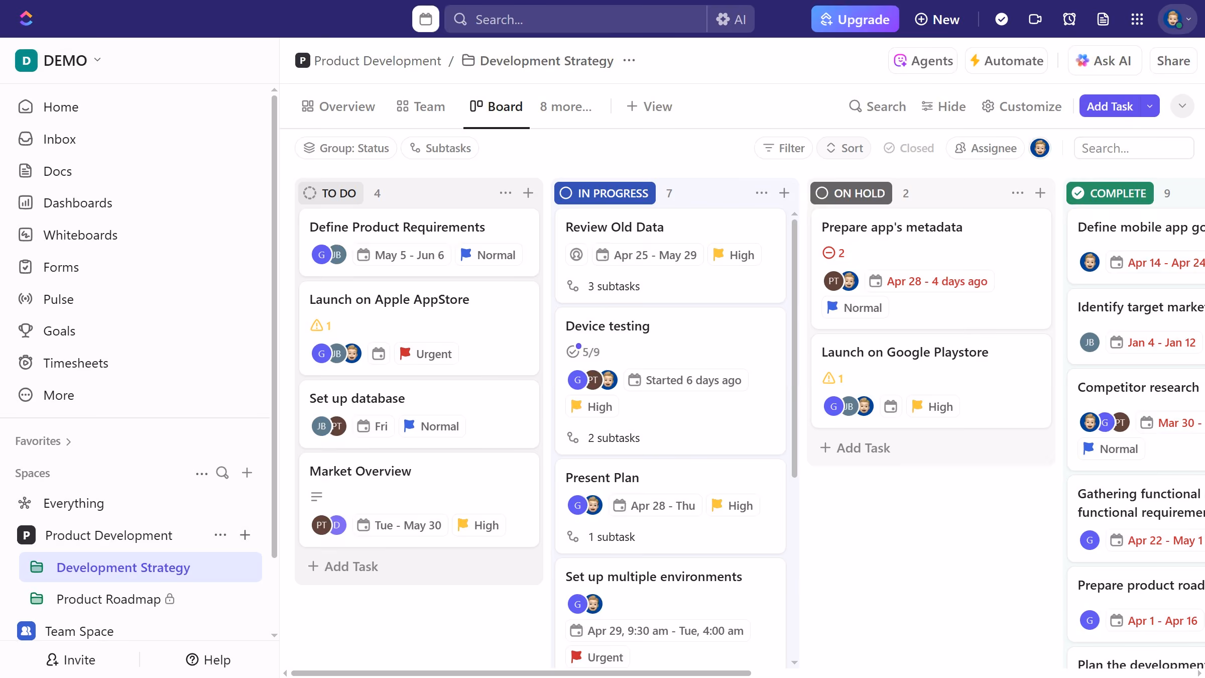 How to sort tasks by priority in ClickUp