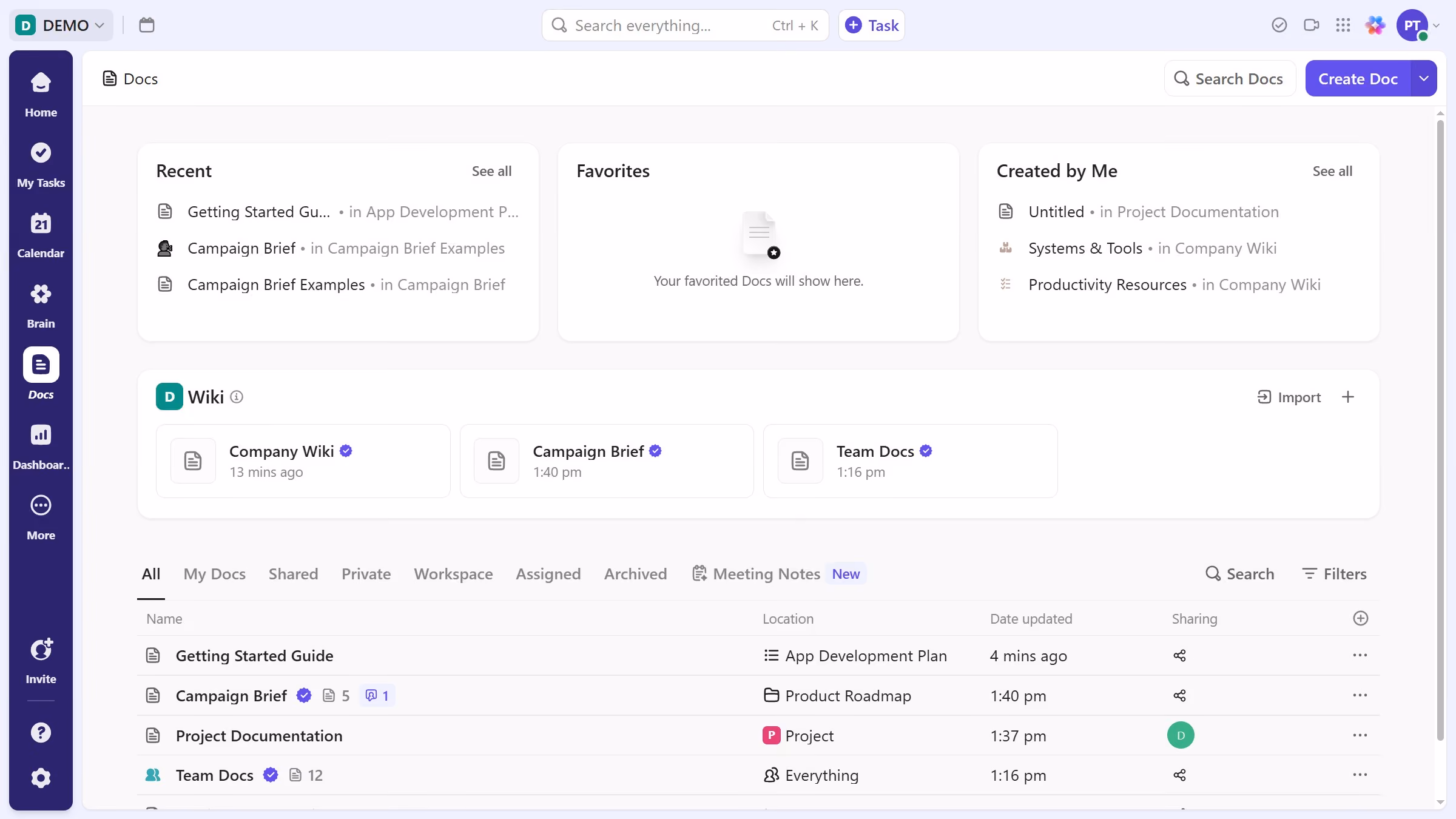 How to use a template for wiki in ClickUp 