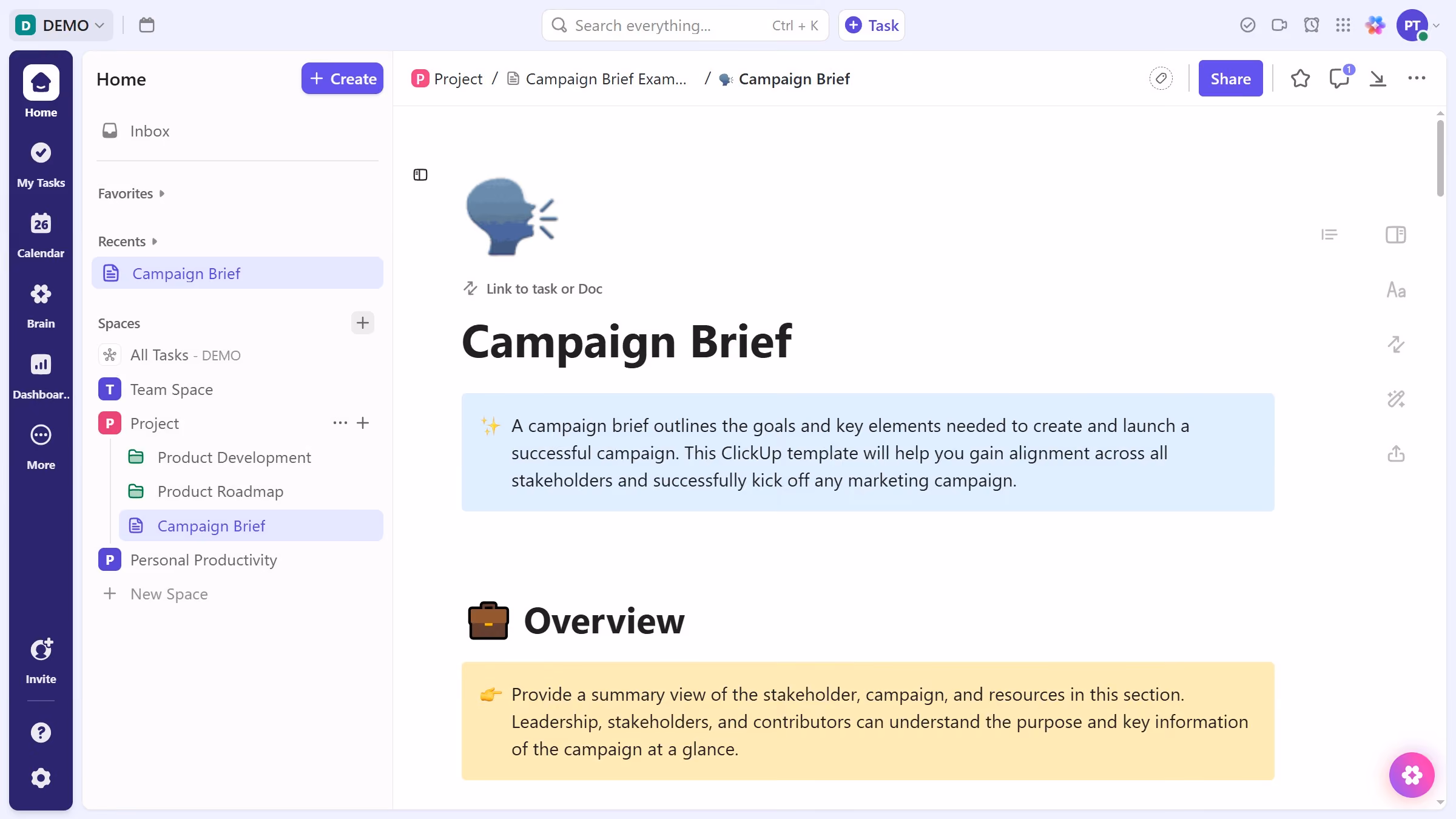 How to translate text content using AI Brain in ClickUp