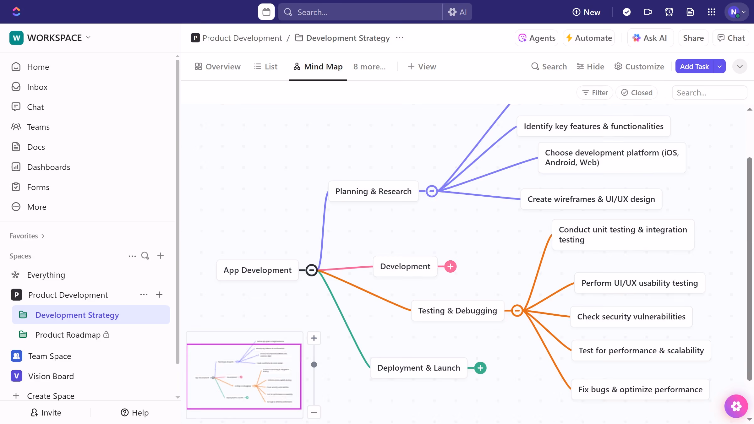 How to share a Mind Map with your team in ClickUp
