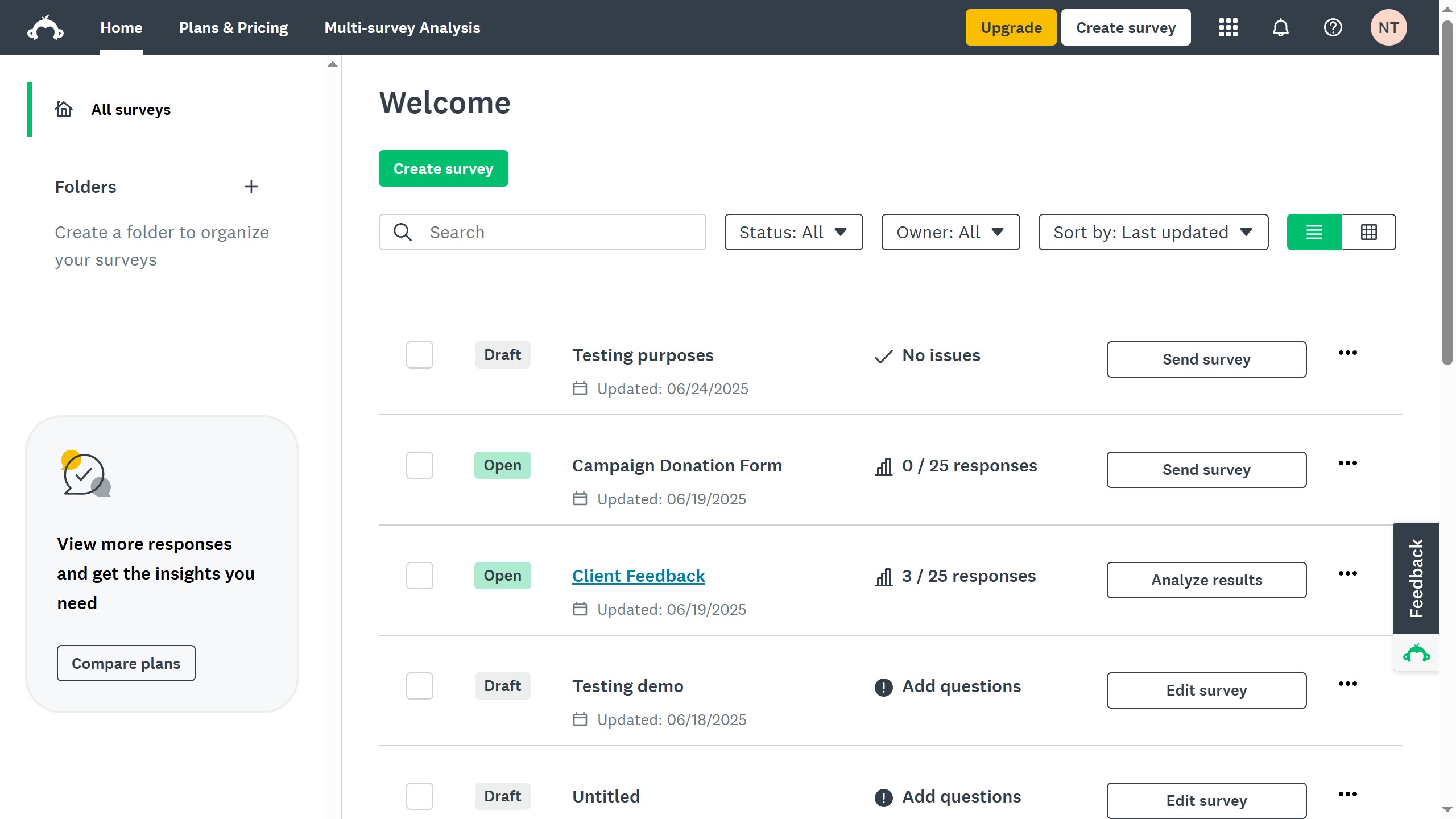 How to check response rates in SurveyMonkey