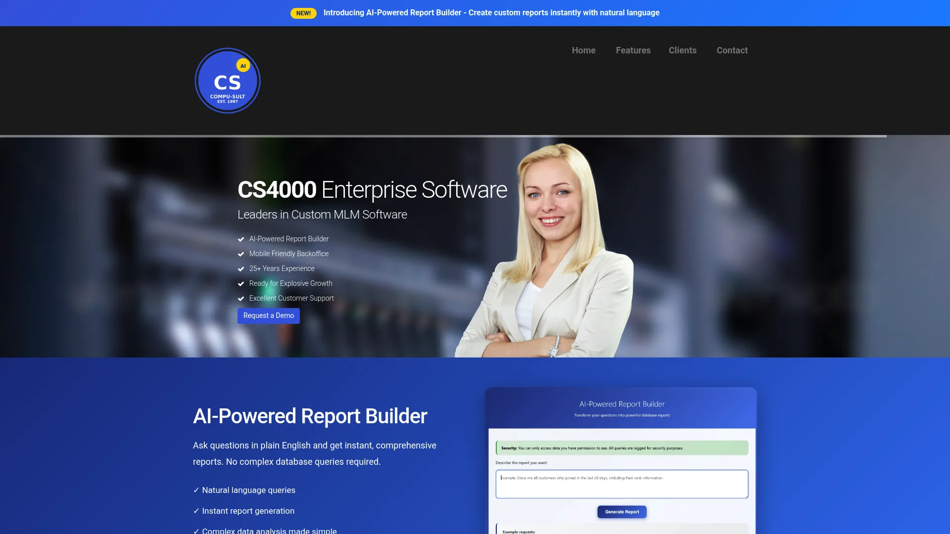 CS4000 Enterprise MLM Software by Compu-Sult homepage