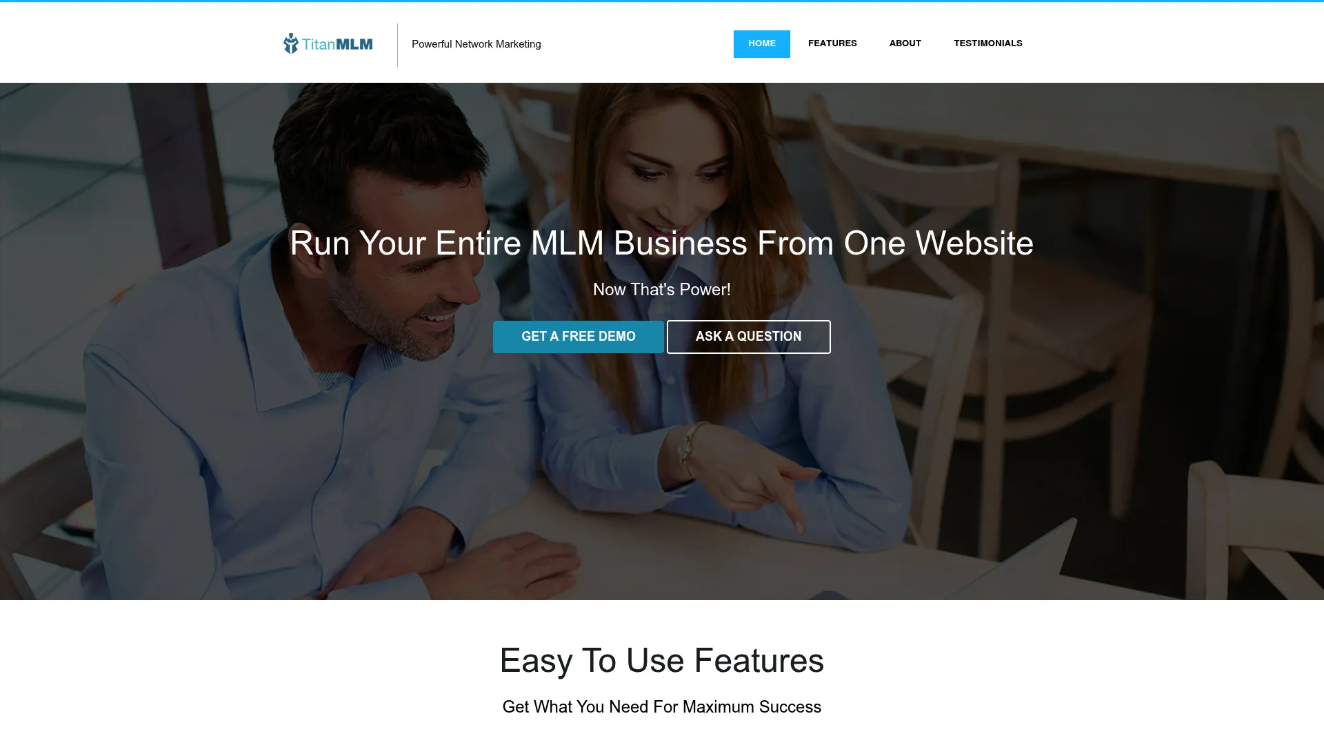 TitanMLM network marketing software homepage
