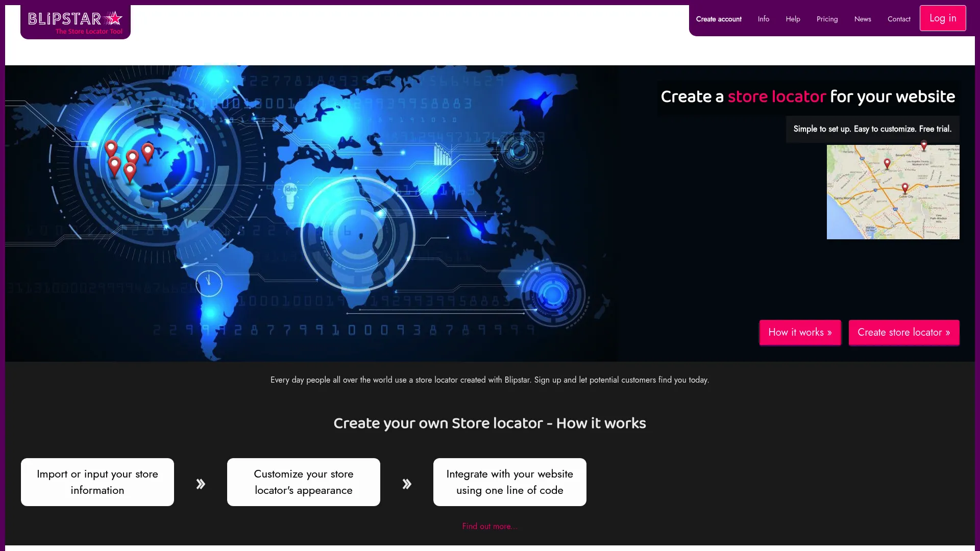 Blipstar store locator software homepage