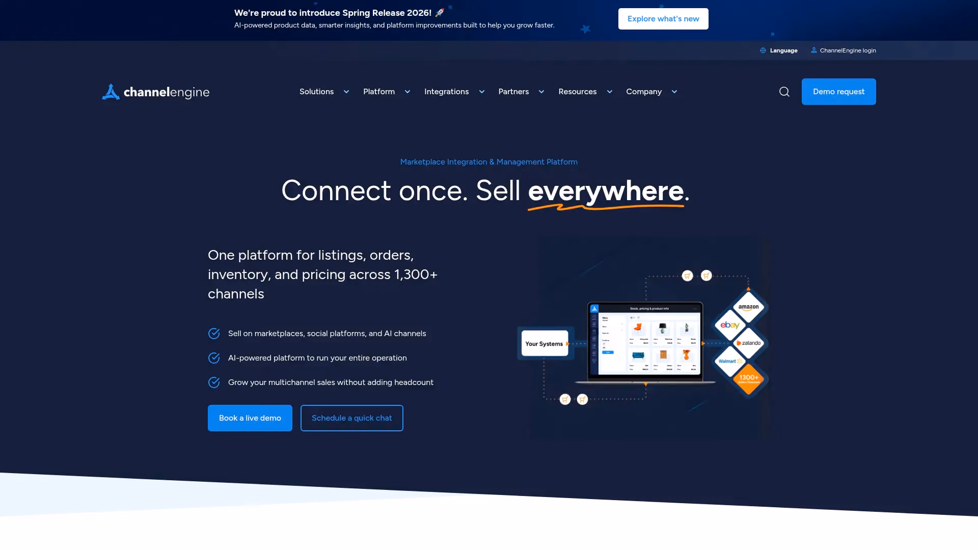 ChannelEngine marketplace integration platform homepage