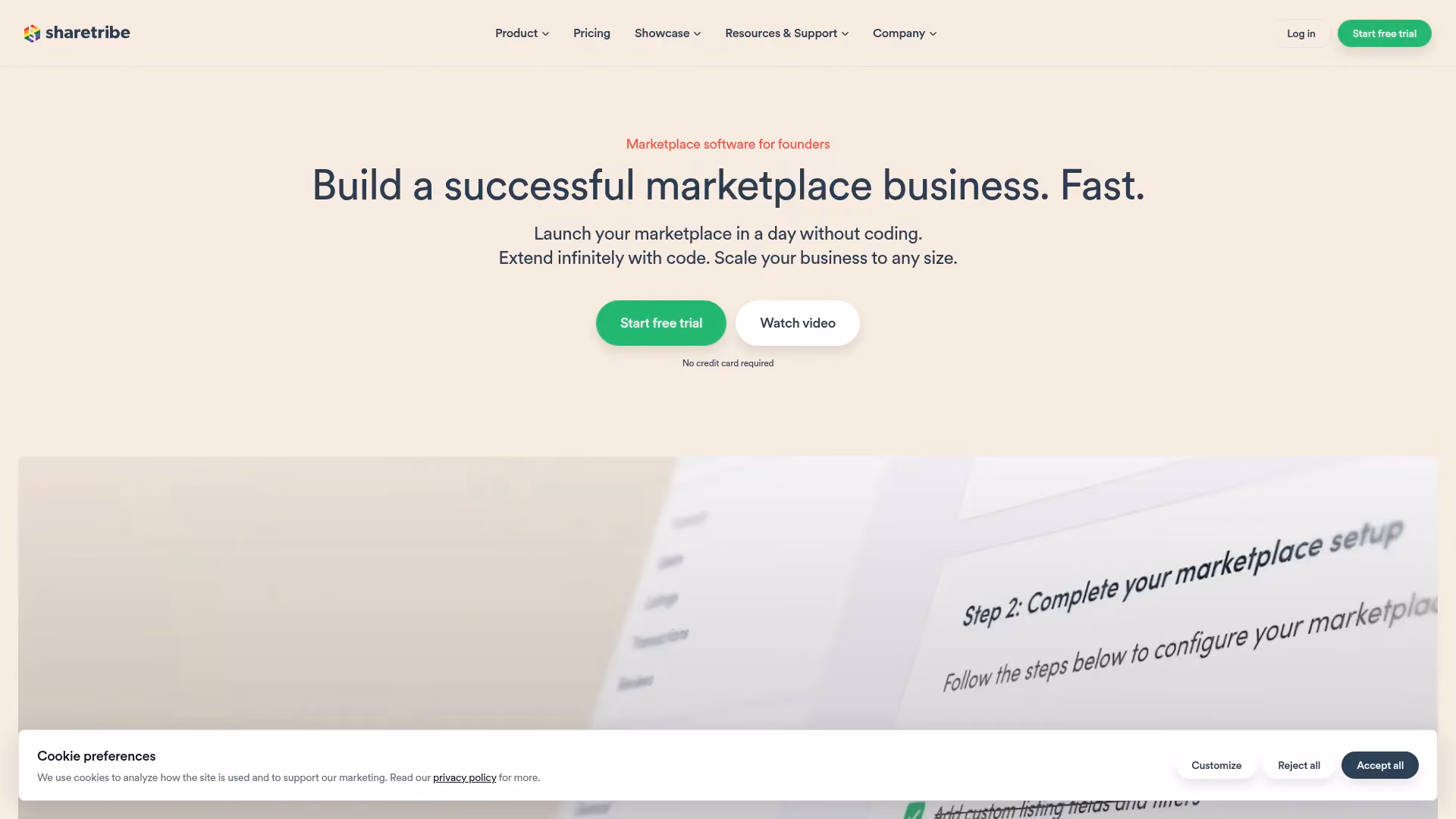 Sharetribe marketplace software homepage