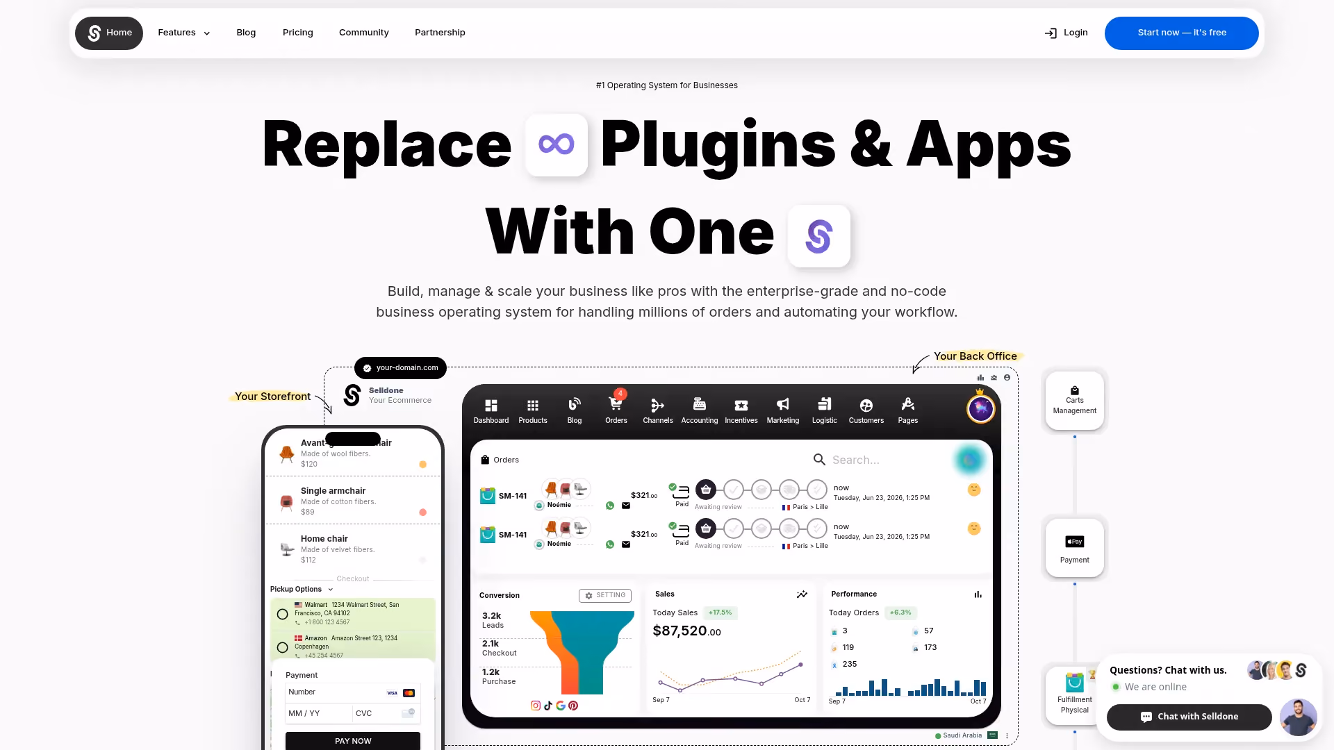 Selldone no-code ecommerce business operating system homepage