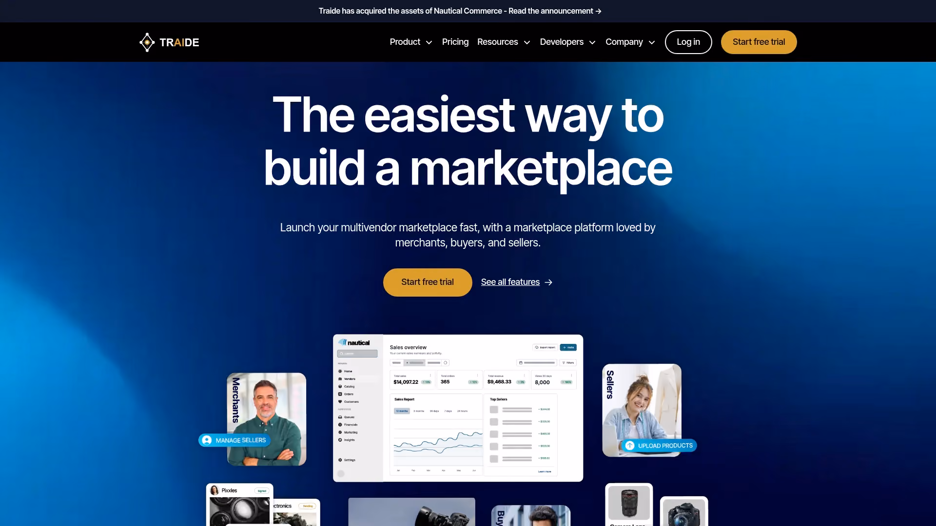 Nautical Commerce multi-vendor marketplace software homepage