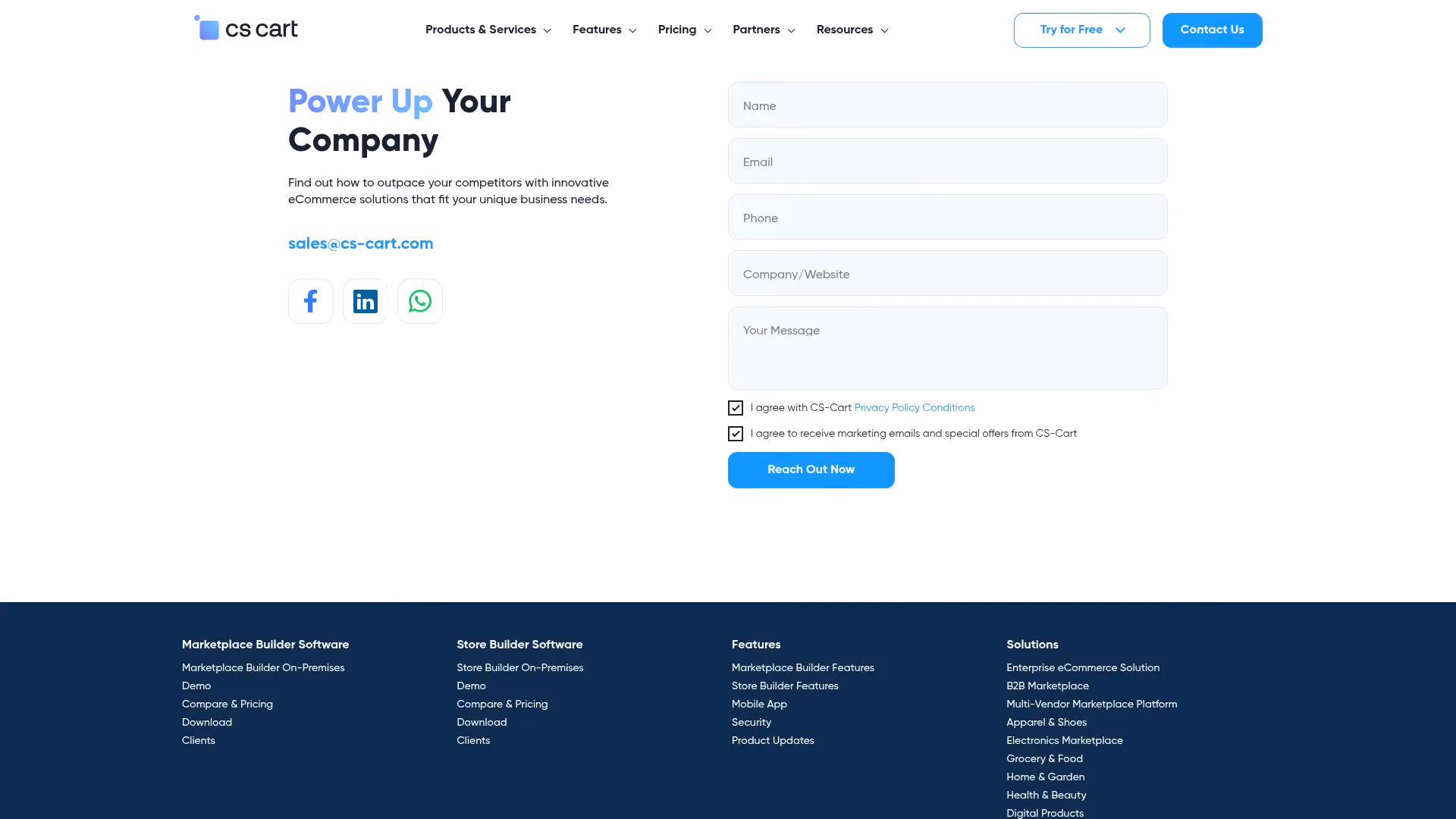 CS-Cart Multi-Vendor marketplace platform homepage