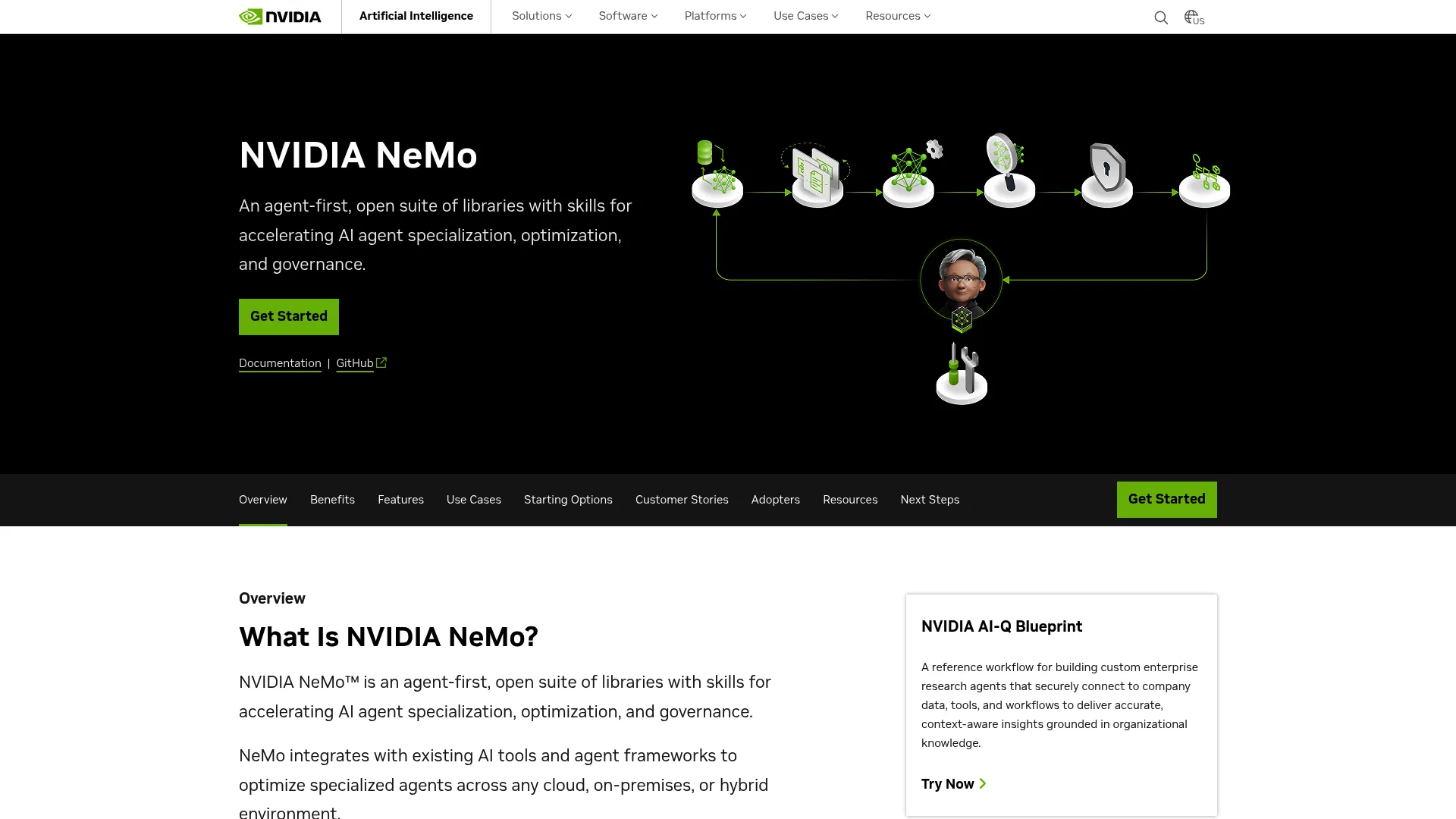 NVIDIA NeMo page screenshot