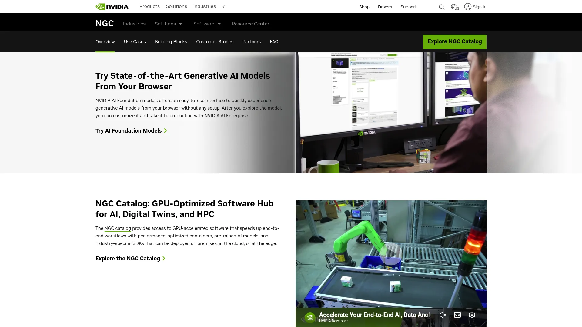 NVIDIA NGC catalog page screenshot