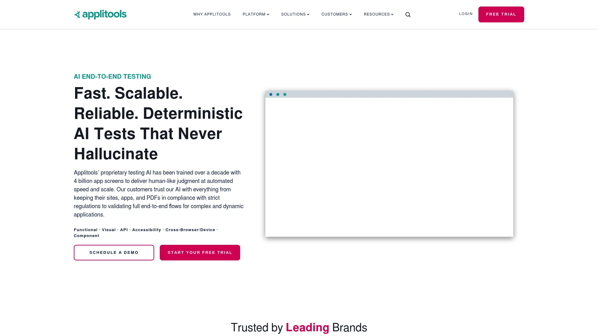 Applitools AI visual testing platform