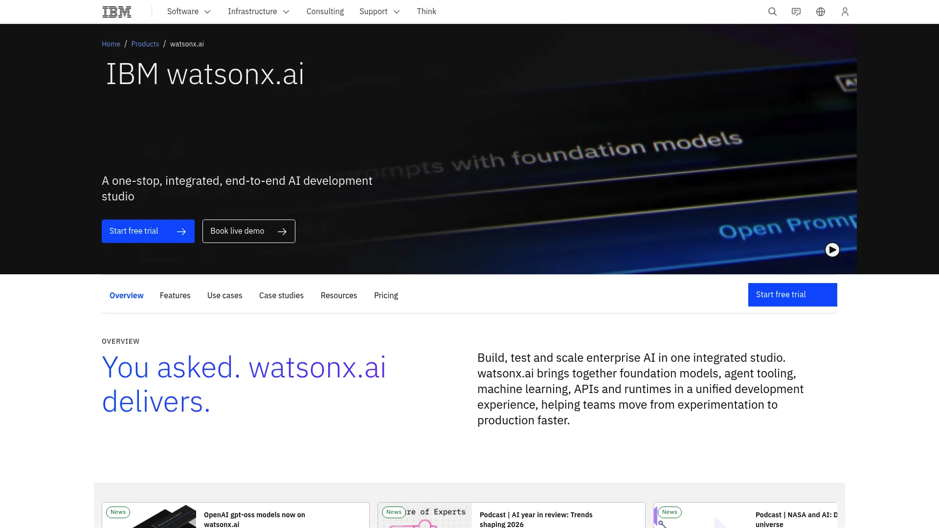 IBM watsonx.ai enterprise AI studio