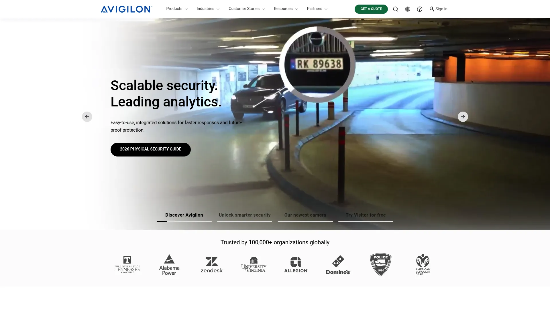 Avigilon cloud video security platform homepage
