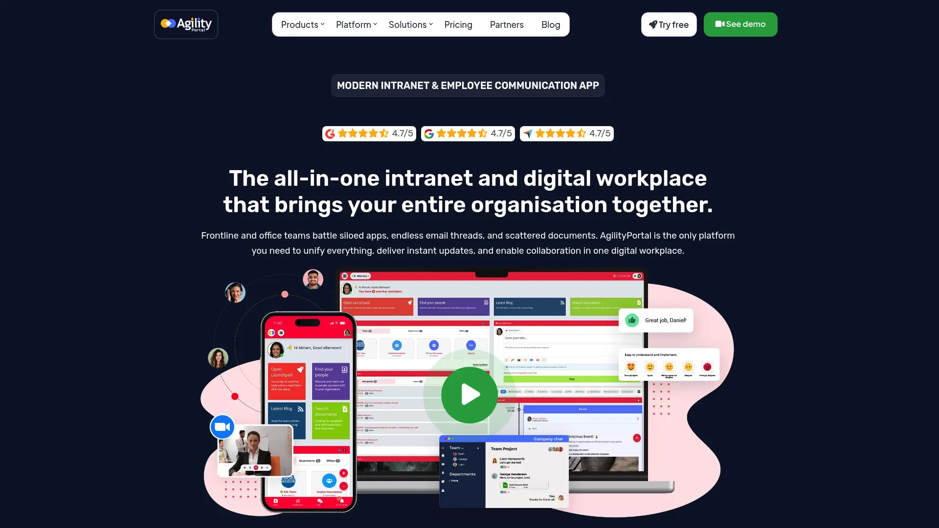 AgilityPortal digital workplace interface