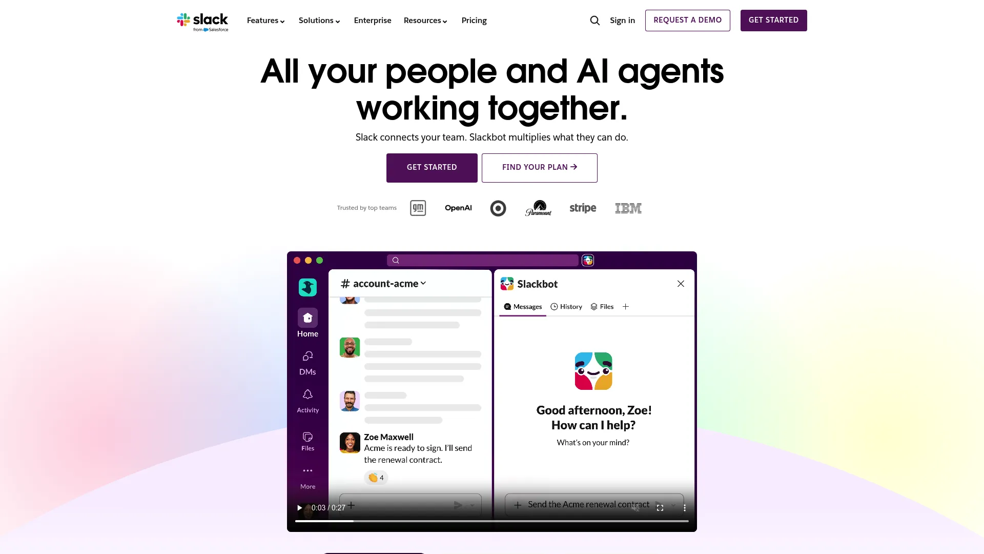 Slack team communication interface