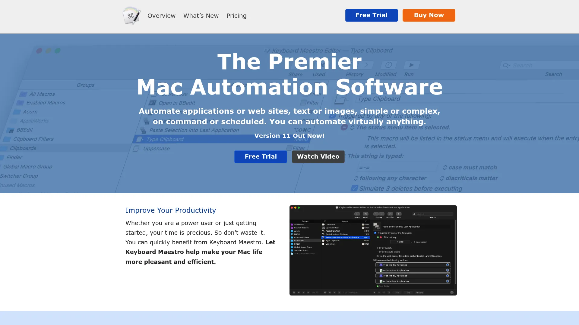Keyboard Maestro Mac automation suite homepage