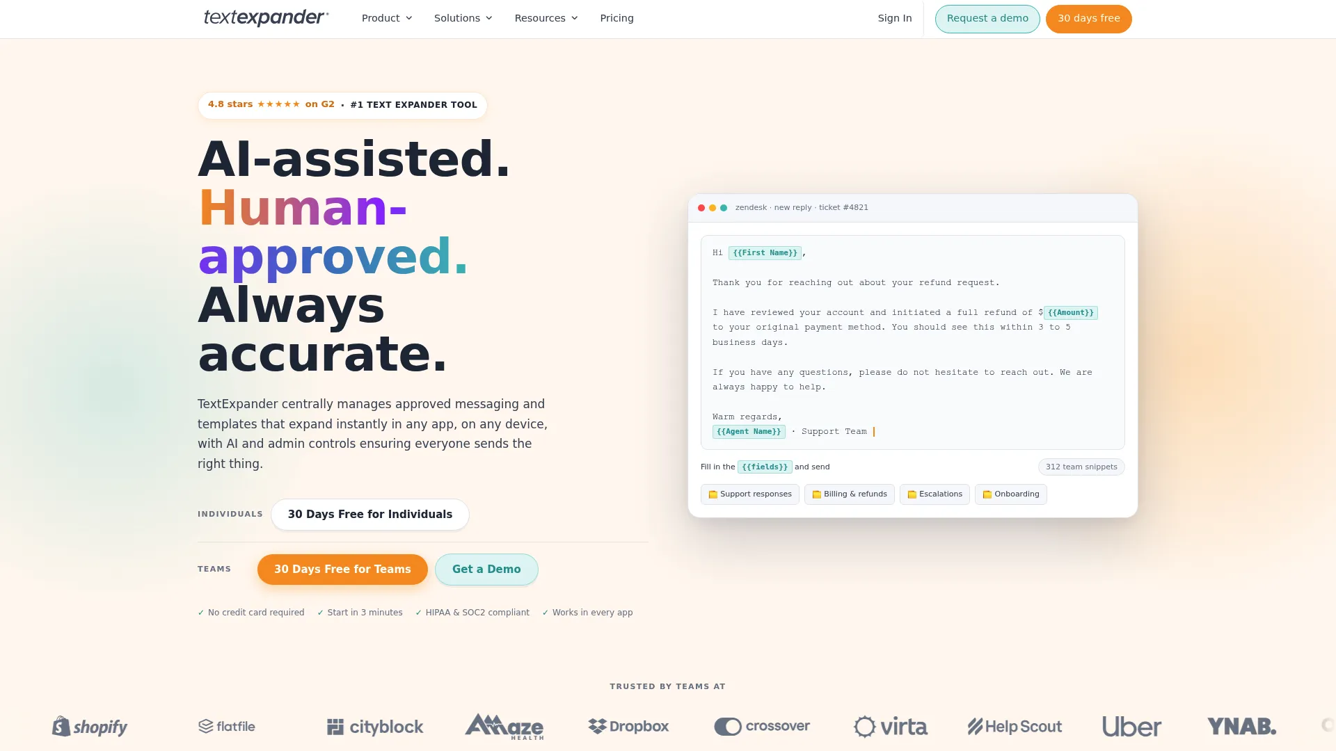TextExpander text expansion software homepage