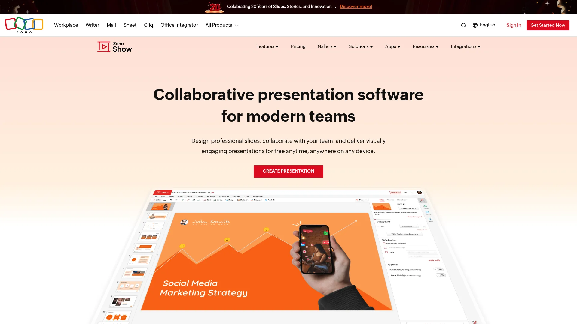 Zoho Show cloud presentation software