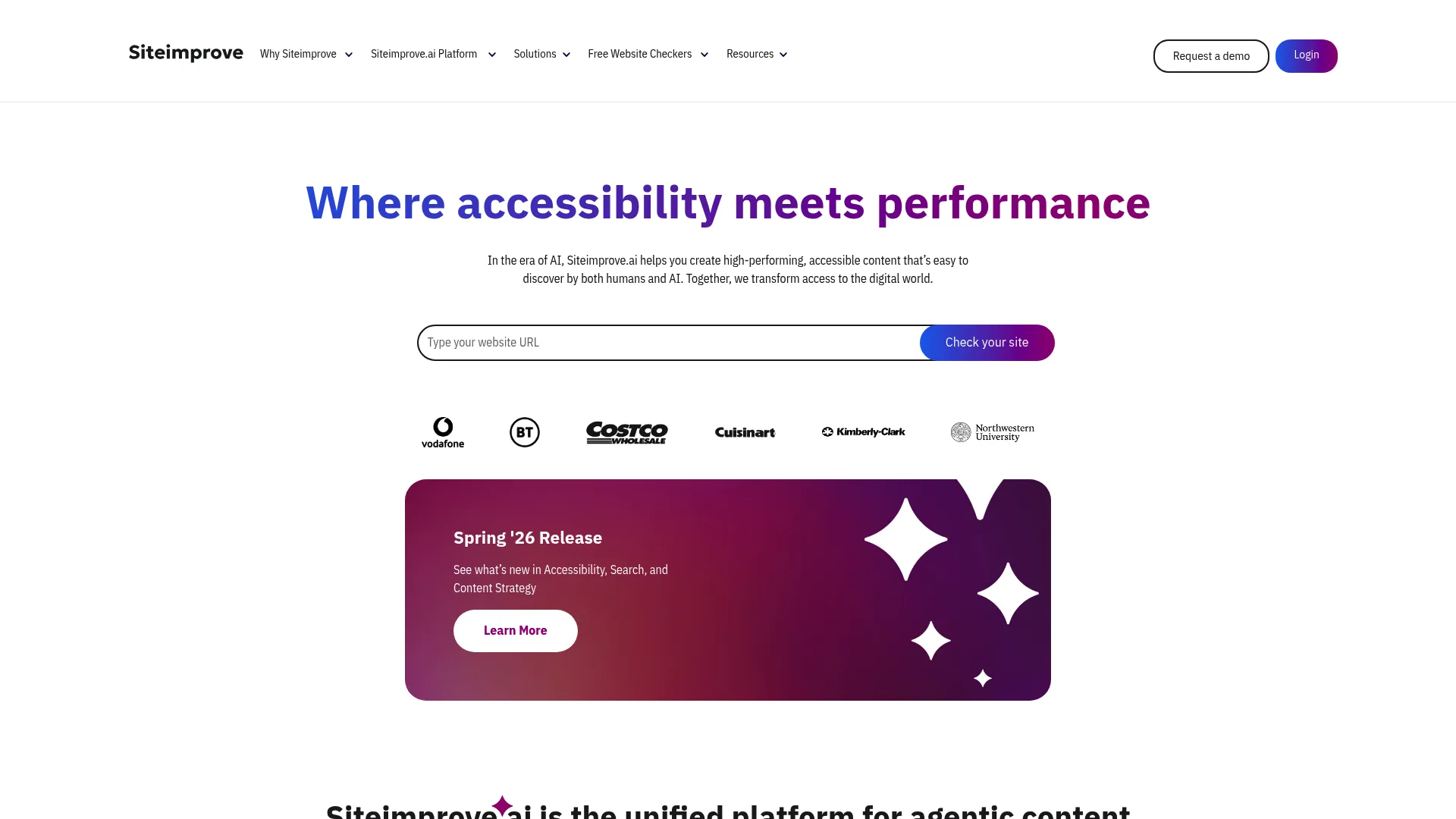 Siteimprove content intelligence and accessibility platform homepage