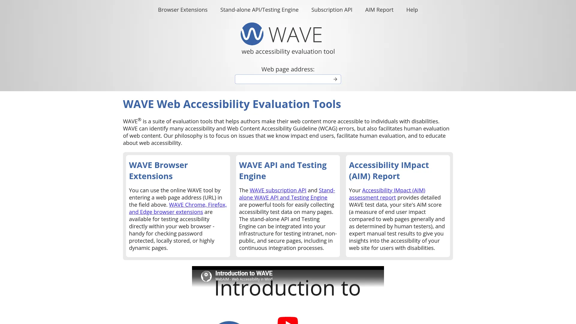 WAVE web accessibility evaluation tool results page