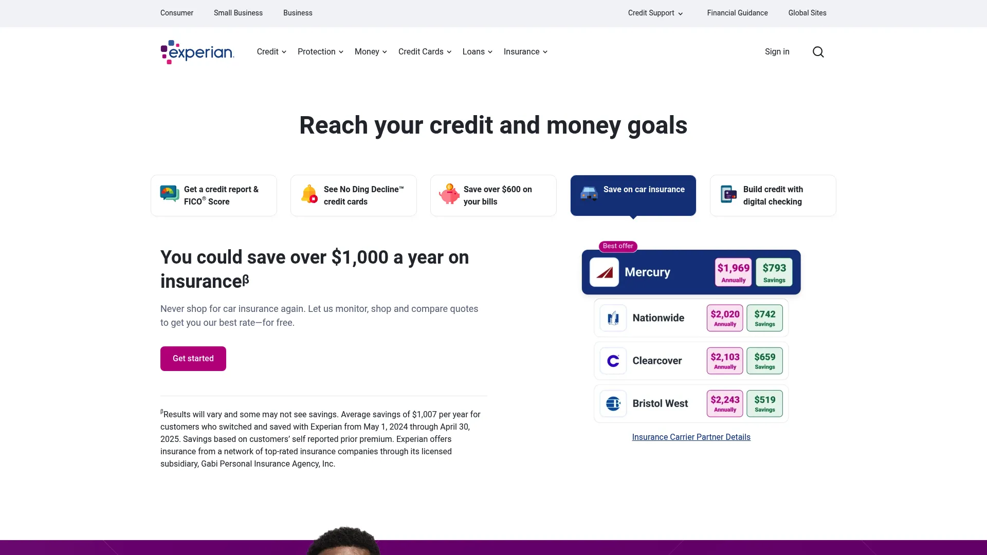 Experian Identity Resolution Solutions page showing offline and online data unification